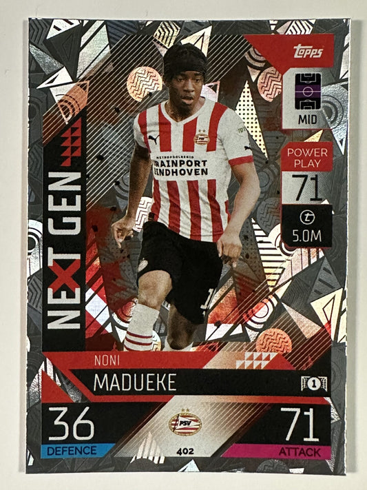 402 Noni Madueke Next Gen (PSV) Topps Match Attax 2022:2023 Card