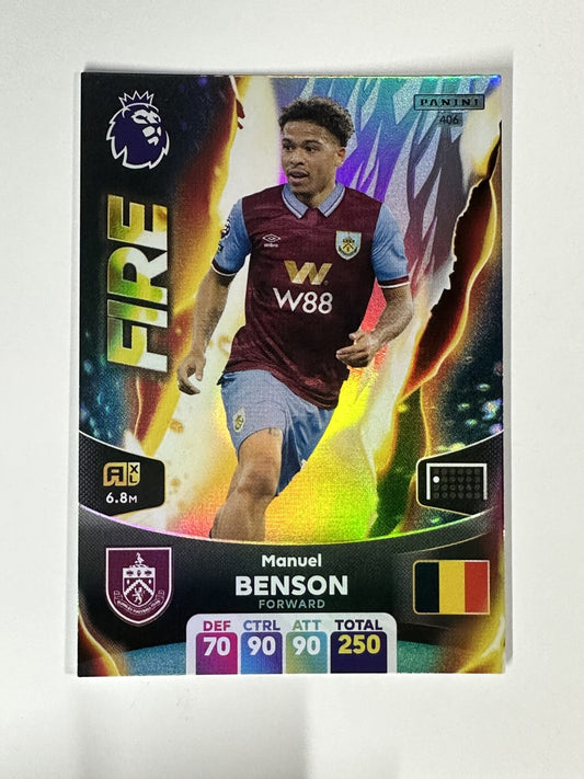 406 Manuel Benson Burnley Fire Panini Premier League Adrenalyn XL 2024 Card