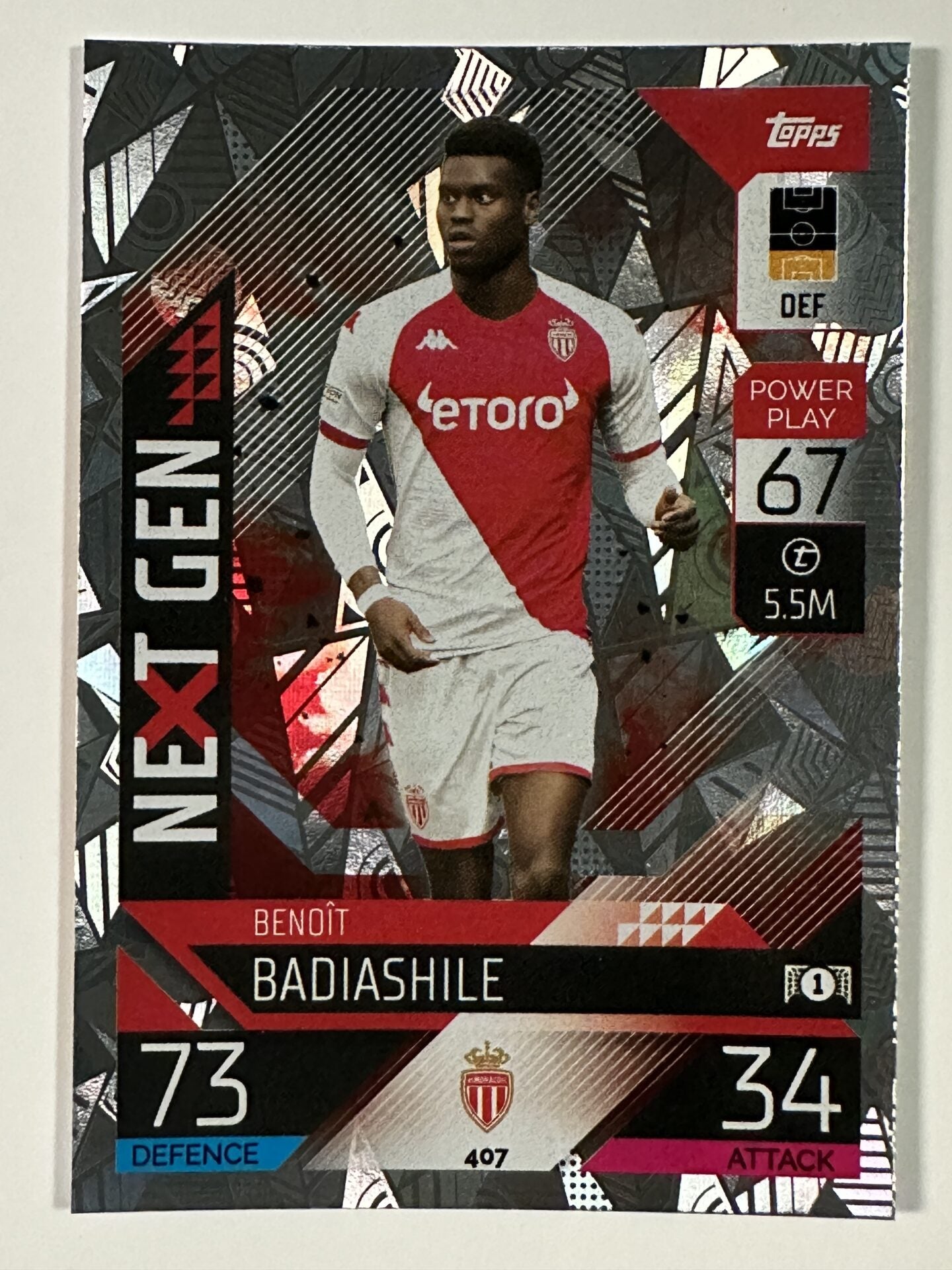 407 Benoit Badiashile Next Gen (AS Monaco) Topps Match Attax 2022:2023 Card