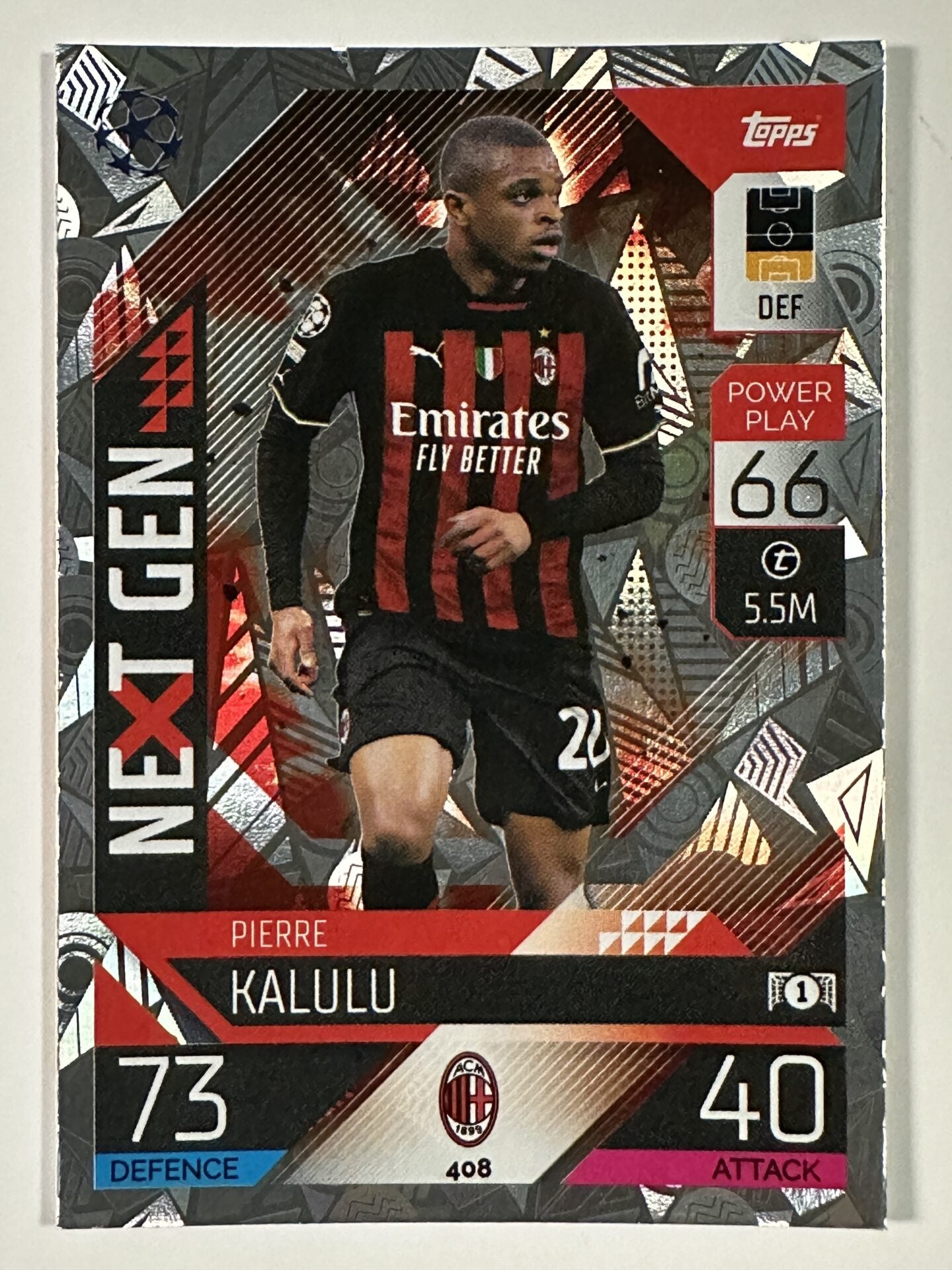 408 Pierre Kalulu Next Gen (AC Milan) Topps Match Attax 2022:2023 Card