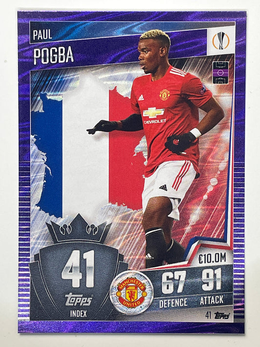 41. Paul Pogba (Manchester United) Football Card &#8211; Purple Parallel Match Attax 101 2021 Card