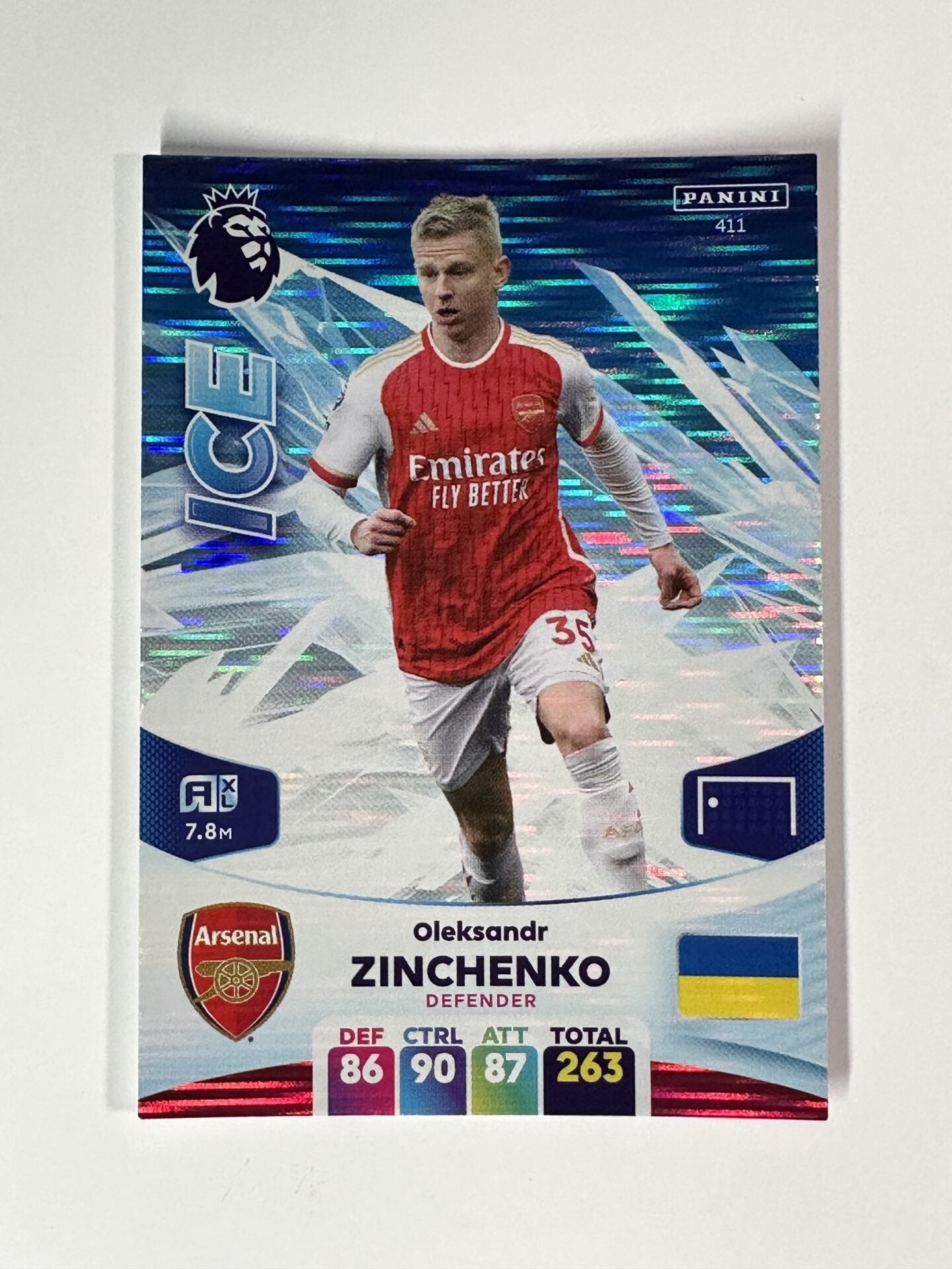 411 Oleksandr Zinchenko Arsenal Ice Panini Premier League Adrenalyn XL 2024 Card