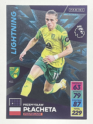 411.-Przemyslaw-Placheta-Norwich-City-Lightning-Panini-Adrenalyn-XL-2021-22-Football