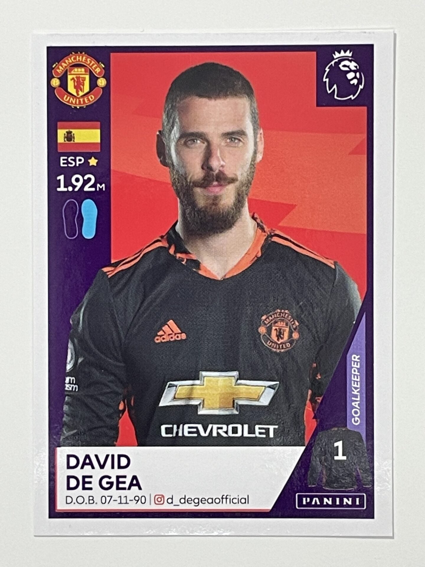 412 David De Gea Sticker Manchester United Premier League 2021 Football Sticker