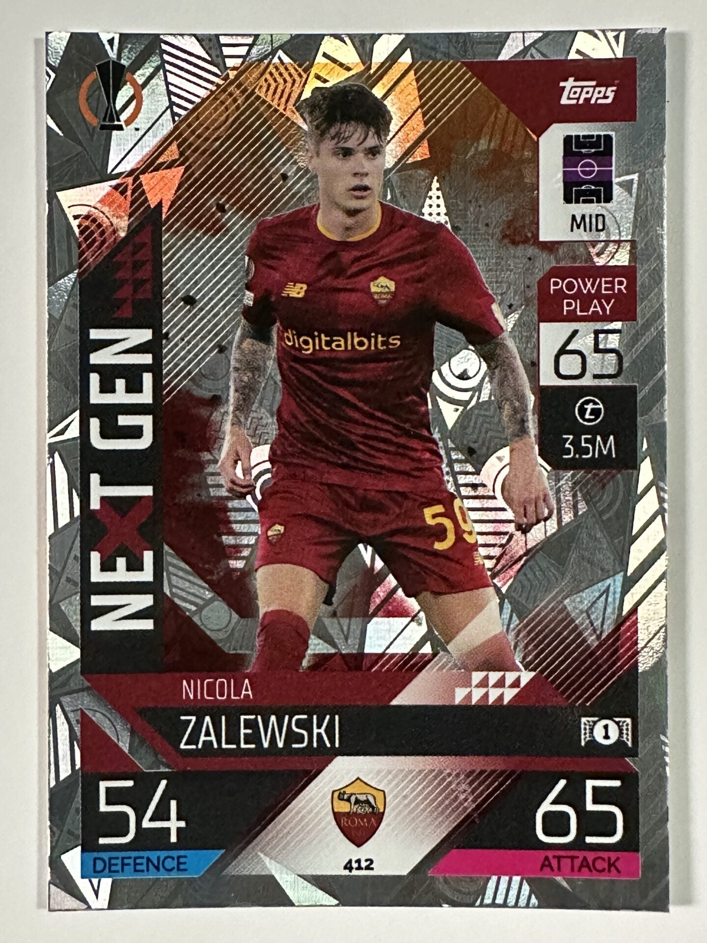 412 Nicola Zalewski Next Gen (AS Roma) Topps Match Attax 2022:2023 Card