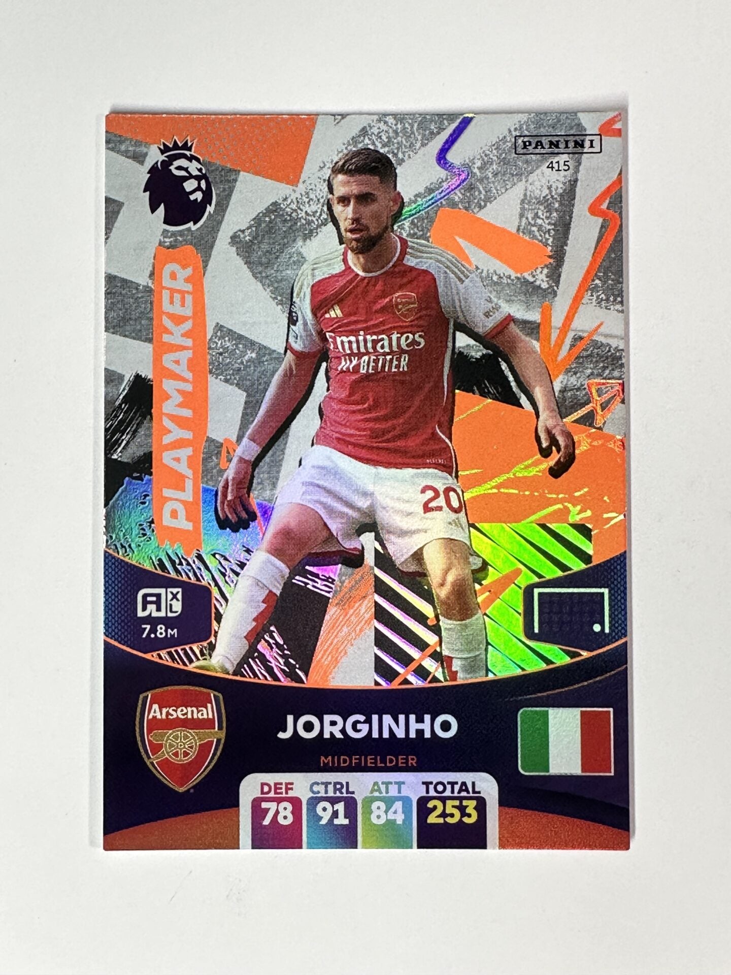 415 Jorginho Arsenal Playmaker Panini Premier League Adrenalyn XL 2024 Card