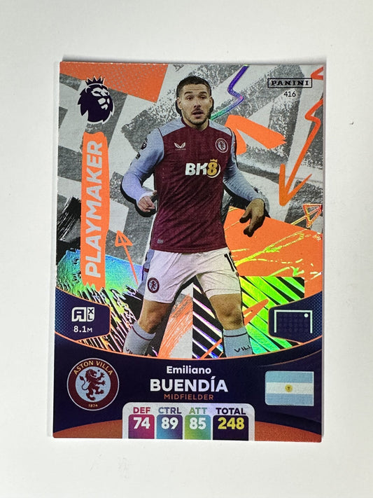 416 Emiliano Buendia Aston Villa Playmaker Panini Premier League Adrenalyn XL 2024 Card