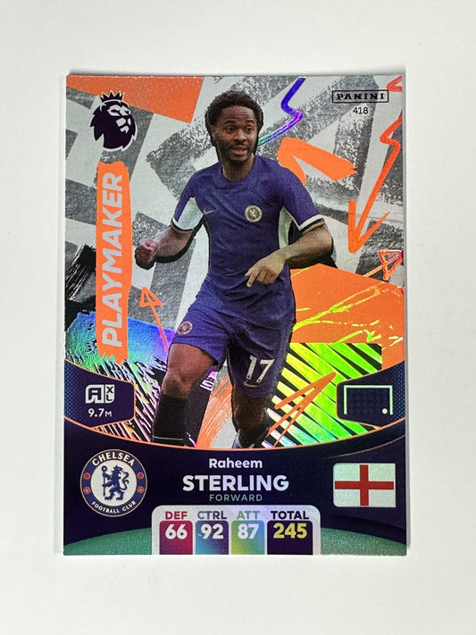 418 Raheem Sterling Chelsea Playmaker Panini Premier League Adrenalyn XL 2024 Card