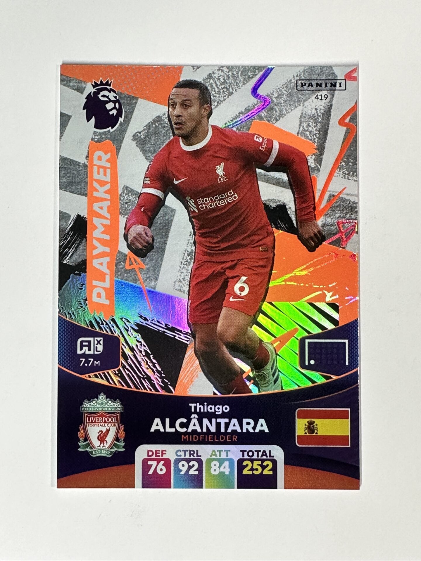 419 Thiago Alcantara Liverpool Playmaker Panini Premier League Adrenalyn XL 2024 Card