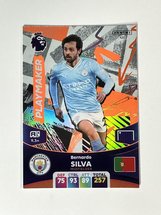 420 Bernardo Silva Manchester City Playmaker Panini Premier League Adrenalyn XL 2024 Card