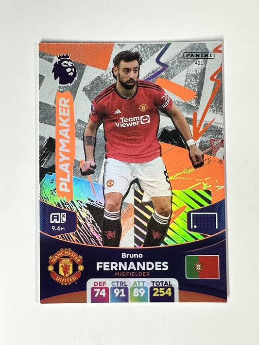 421 Bruno Fernandes Manchester United Playmaker Panini Premier League Adrenalyn XL 2024 Card