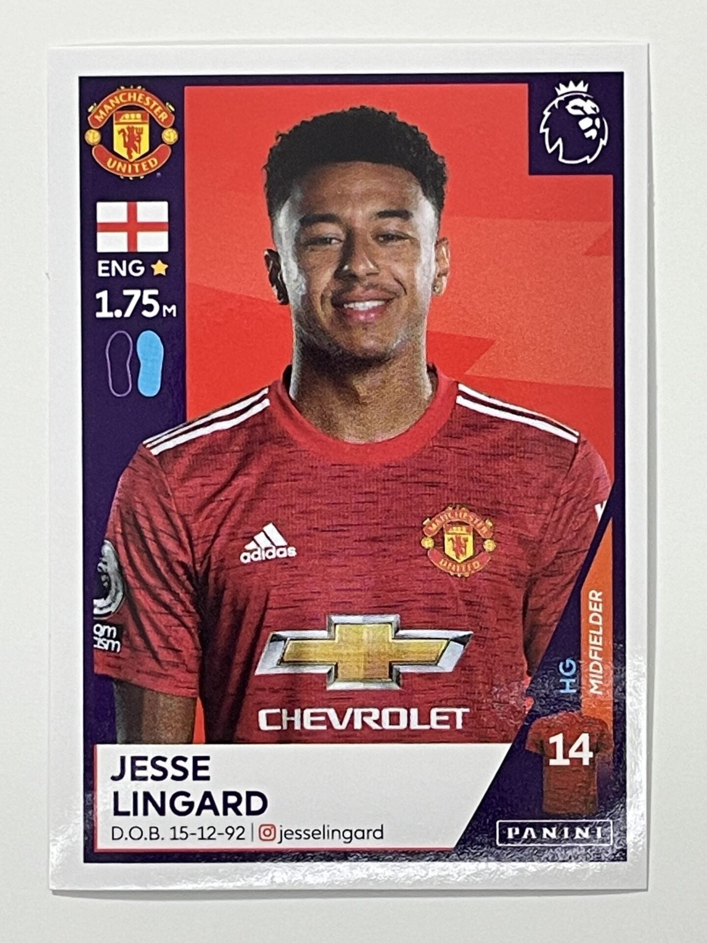 422 Jesse Lingard Sticker Manchester United Premier League 2021 Football Sticker