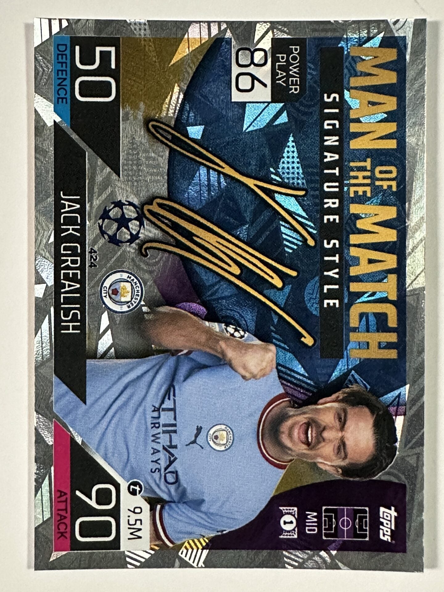 424 Jack Grealish Man of the Match Signature Style (Manchester City) Topps Match Attax 2022:2023 Card