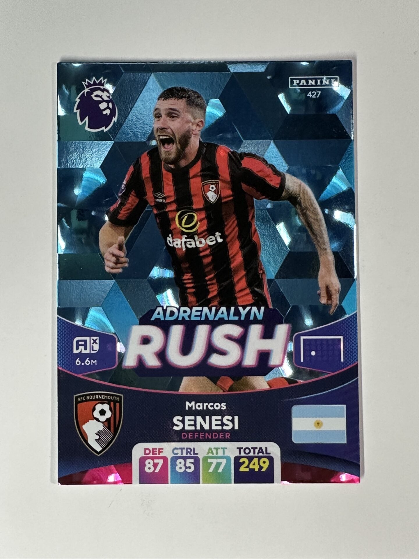 427 Marcos Senesi Bournemouth Adrenalyn Rush Panini Premier League Adrenalyn XL 2024 Card