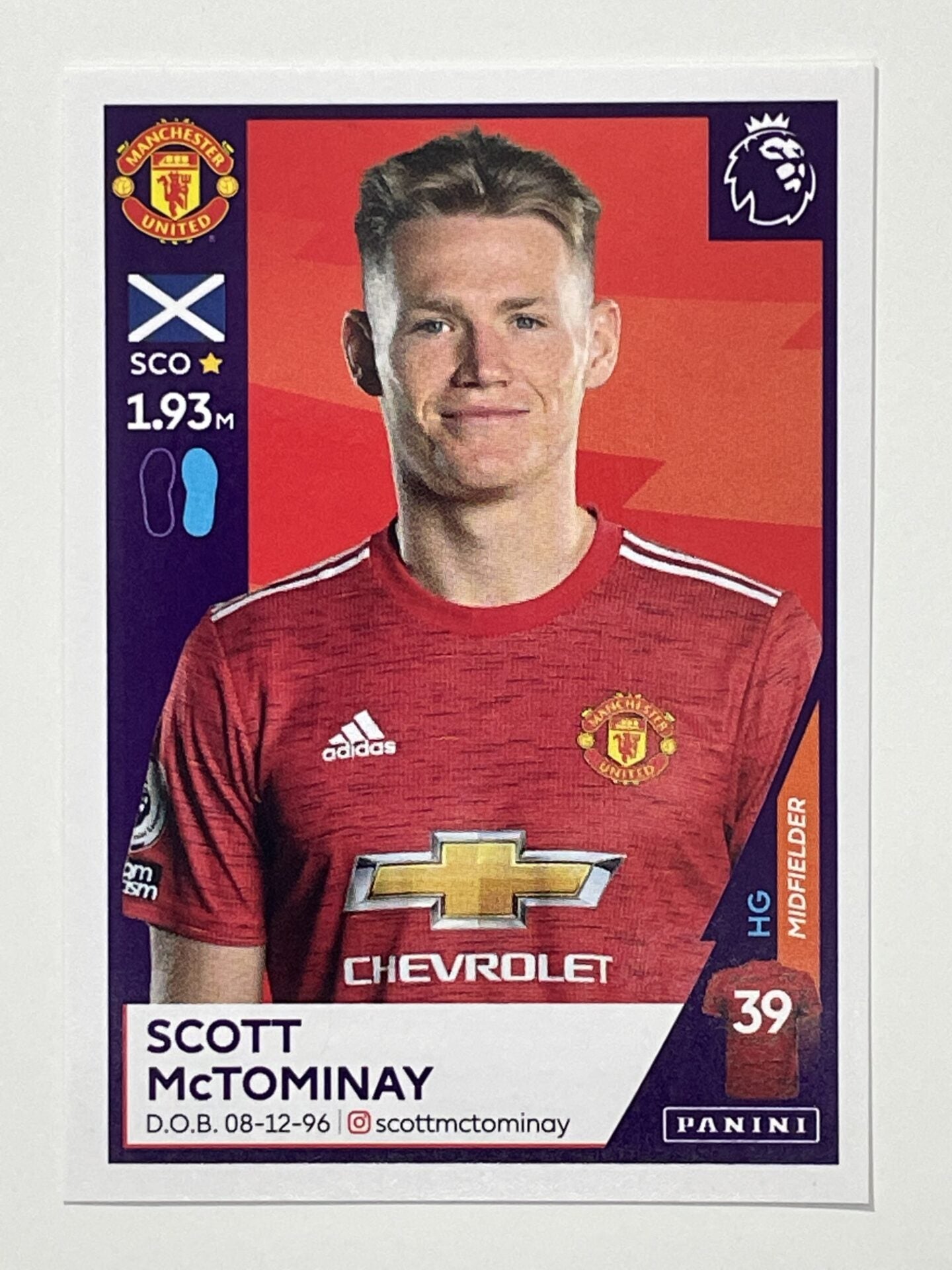 429 Scott McTominay Sticker Manchester United Premier League 2021 Football Sticker