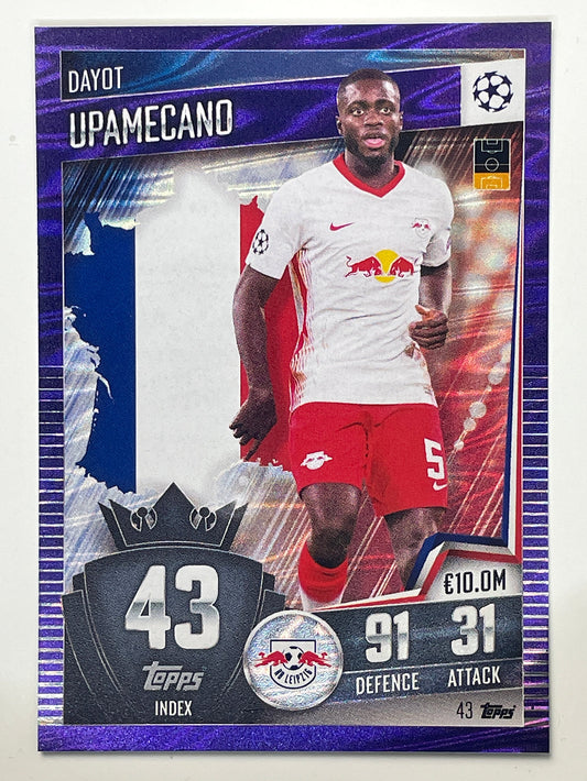 43. Dayot Upamecano (RB Leipzig) Football Card &#8211; Purple Parallel Match Attax 101 2021 Card