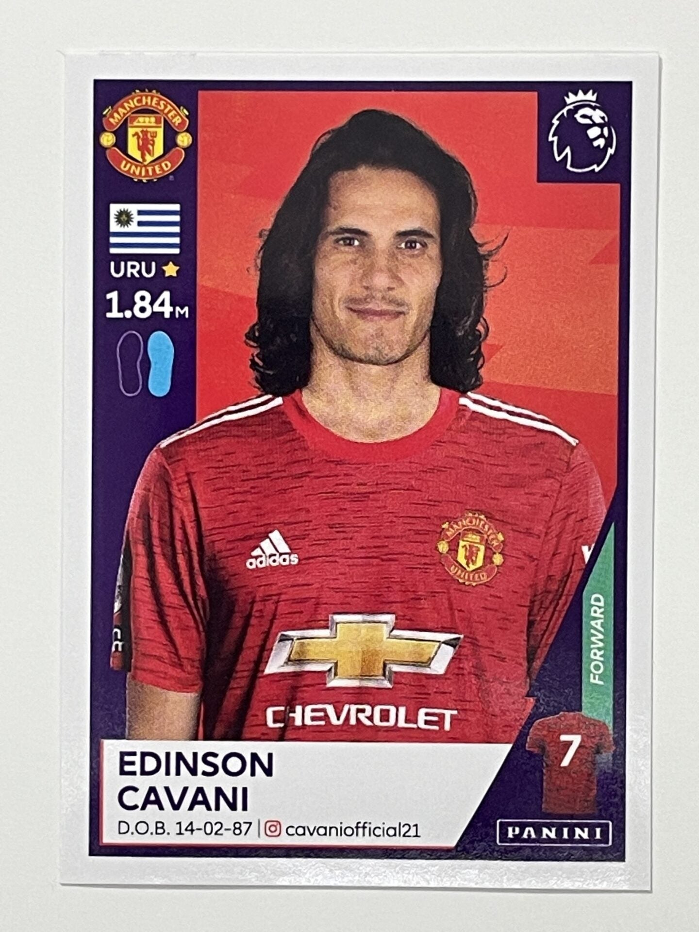 430 Edinson Cavani Sticker Manchester United Premier League 2021 Football Sticker