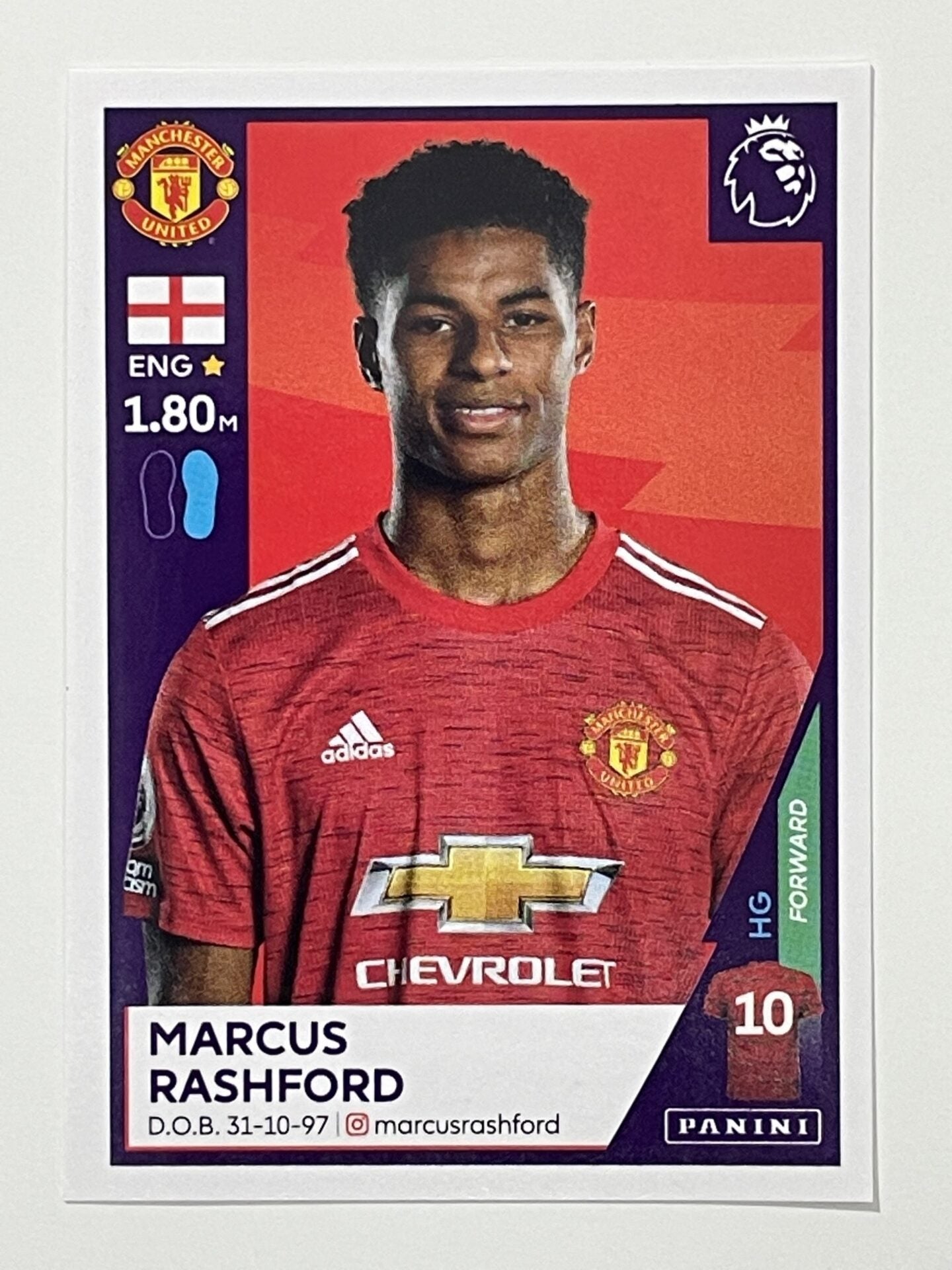 432 Marcus Rashford Sticker Manchester United Premier League 2021 Football Sticker