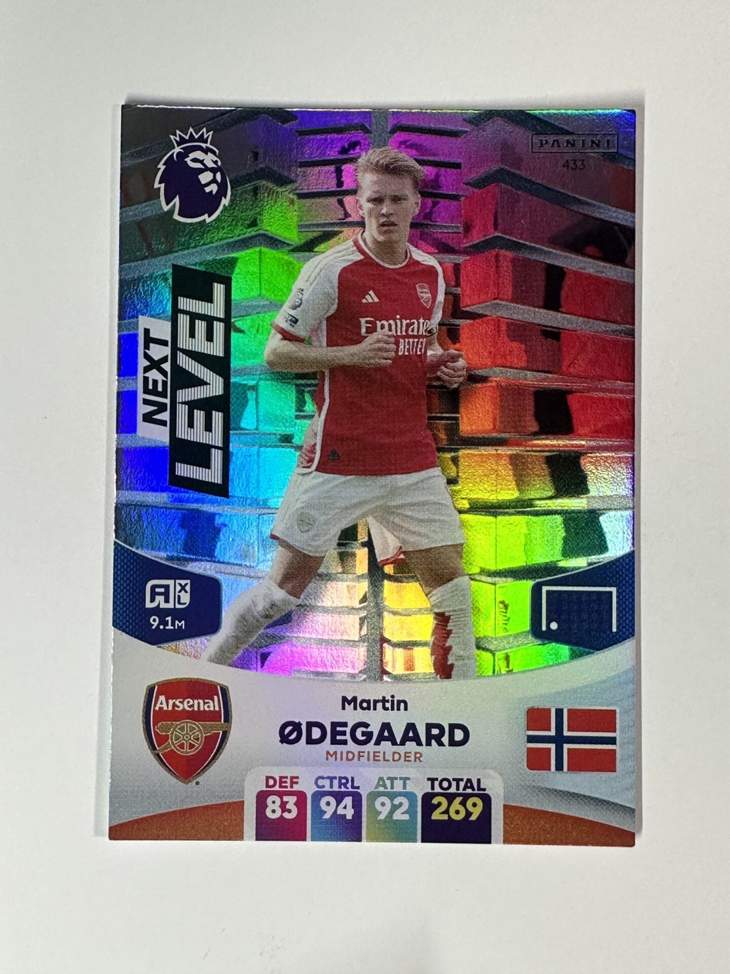 433 Martin Odegaard Arsenal Next Level Panini Premier League Adrenalyn XL 2024 Card