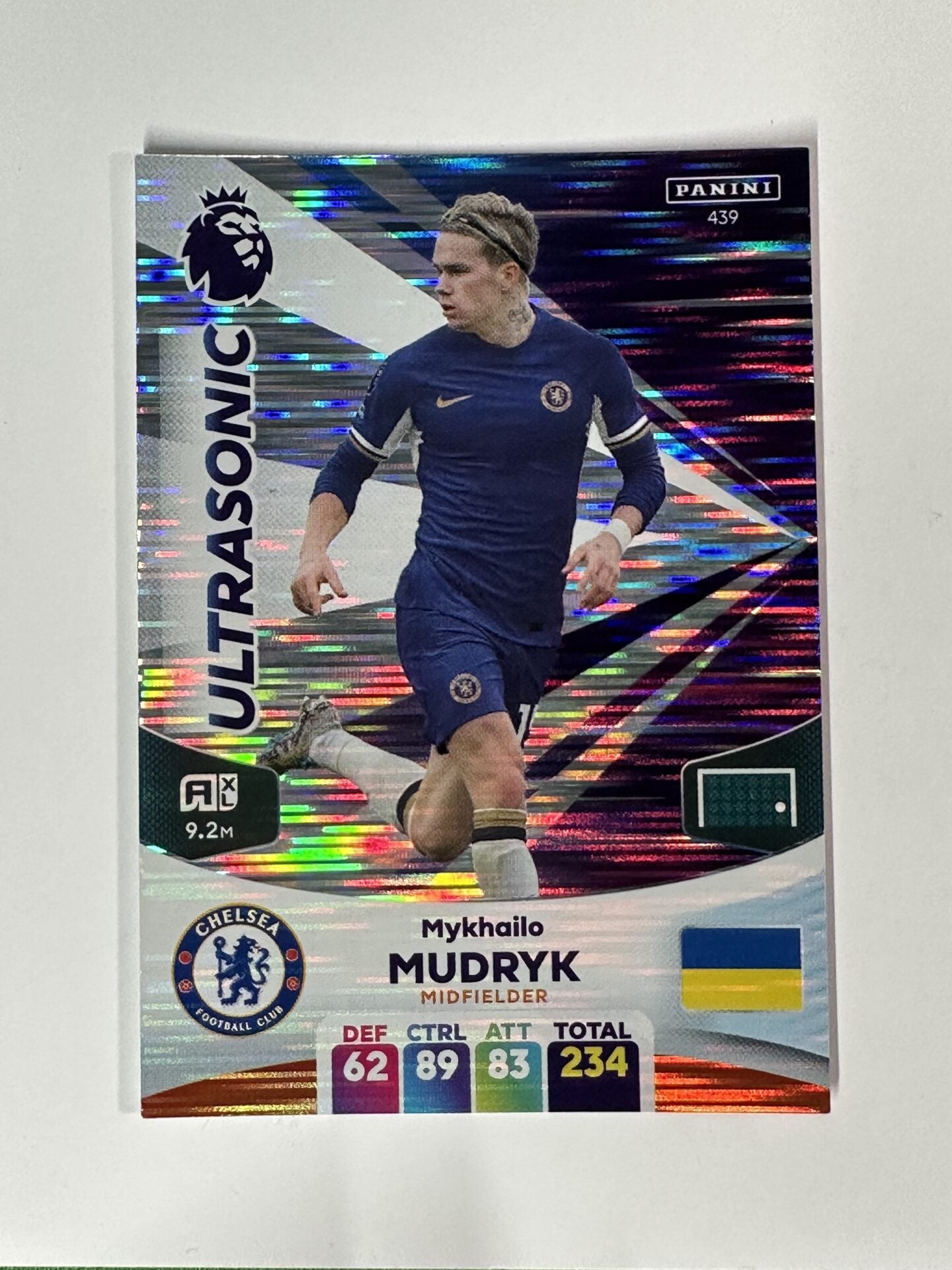 439 Mykhailo Mudryk Chelsea Ultrasonic Panini Premier League Adrenalyn XL 2024 Card