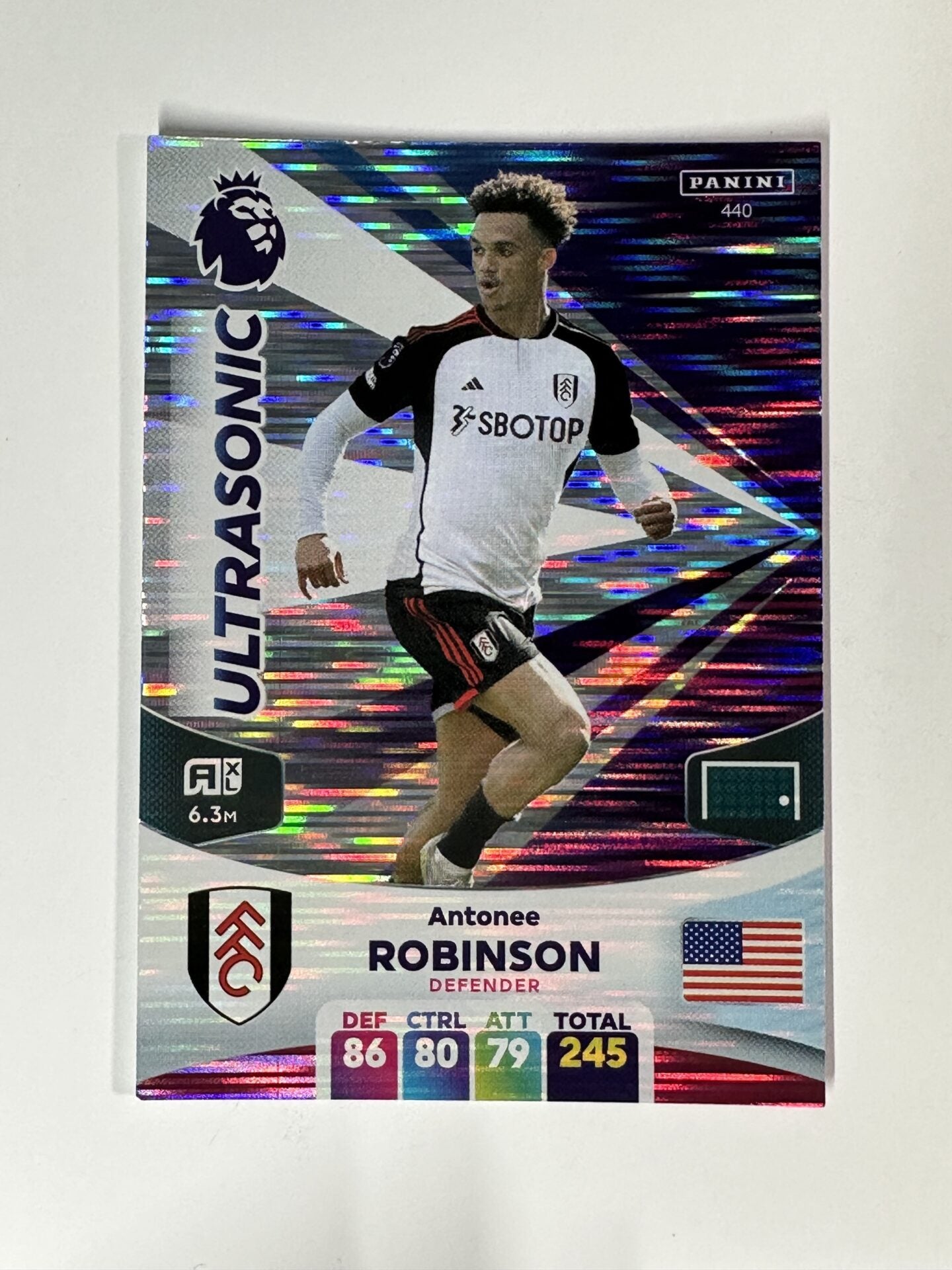 440 Antonee Robinson Fulham Ultrasonic Panini Premier League Adrenalyn XL 2024 Card