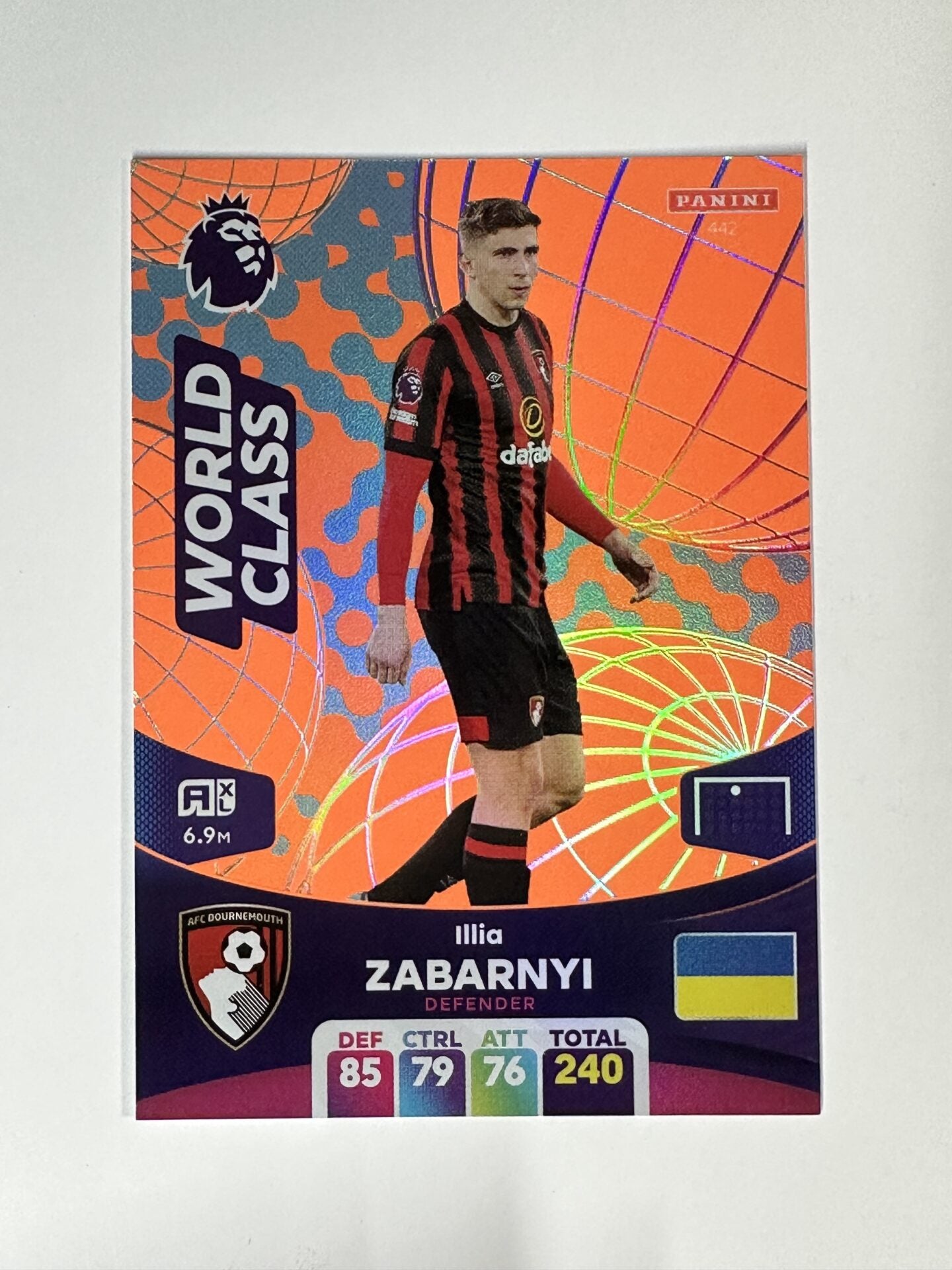 442 illia Zabarnyi Bournemouth World Class Panini Premier League Adrenalyn XL 2024 Card