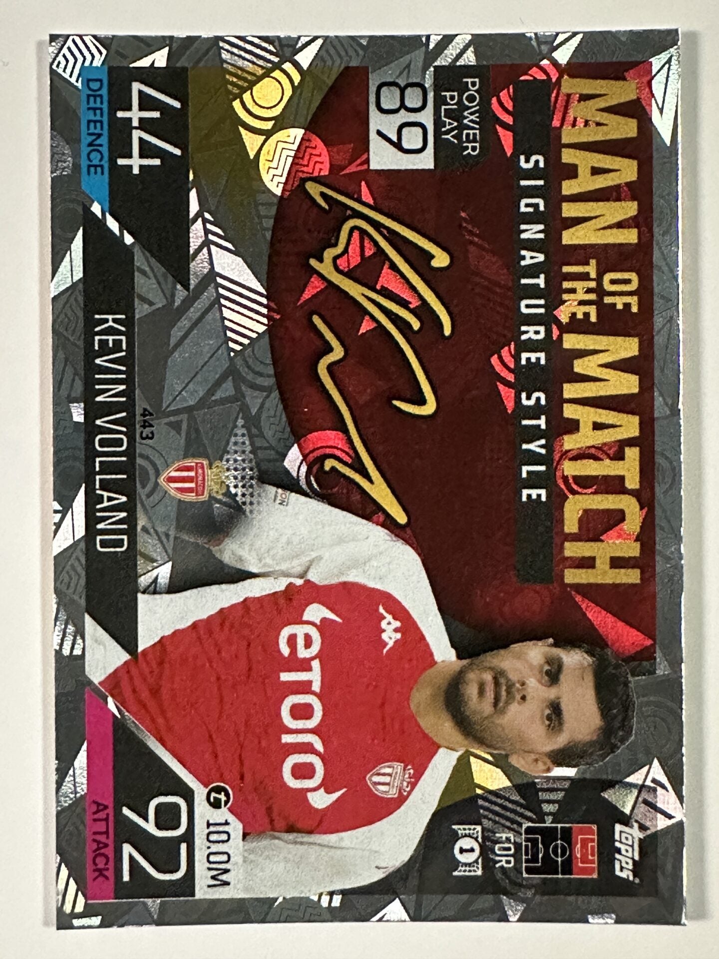 443 Kevin Volland Man of the Match Signature Style (AS Monaco) Topps Match Attax 2022:2023 Card