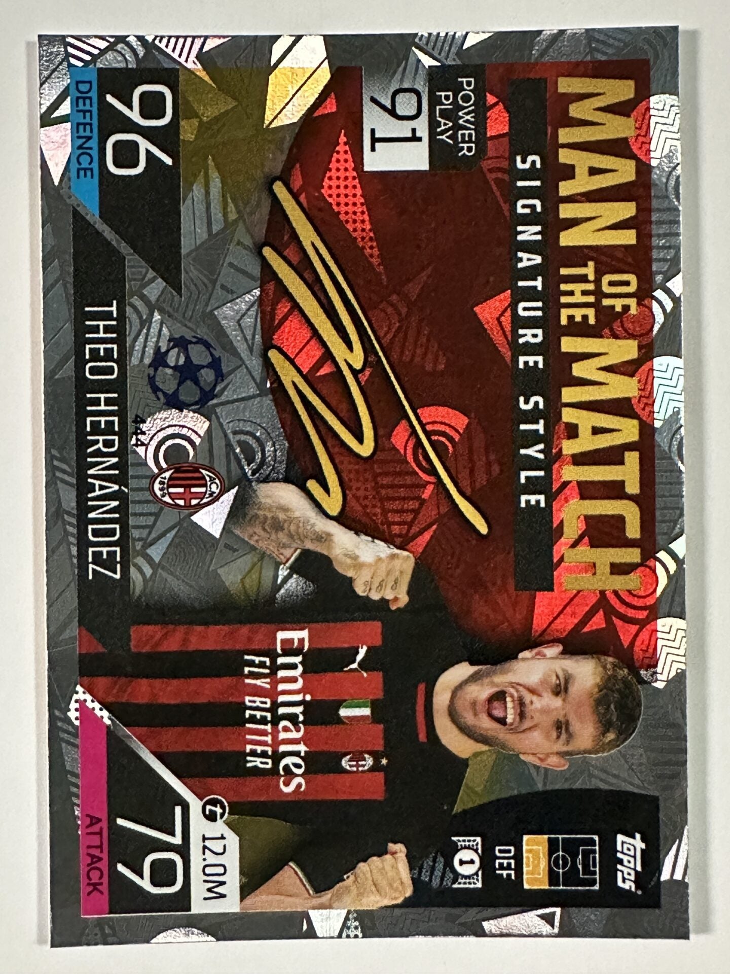 444 Theo Hernandez Man of the Match Signature Style (AC Milan) Topps Match Attax 2022:2023 Card