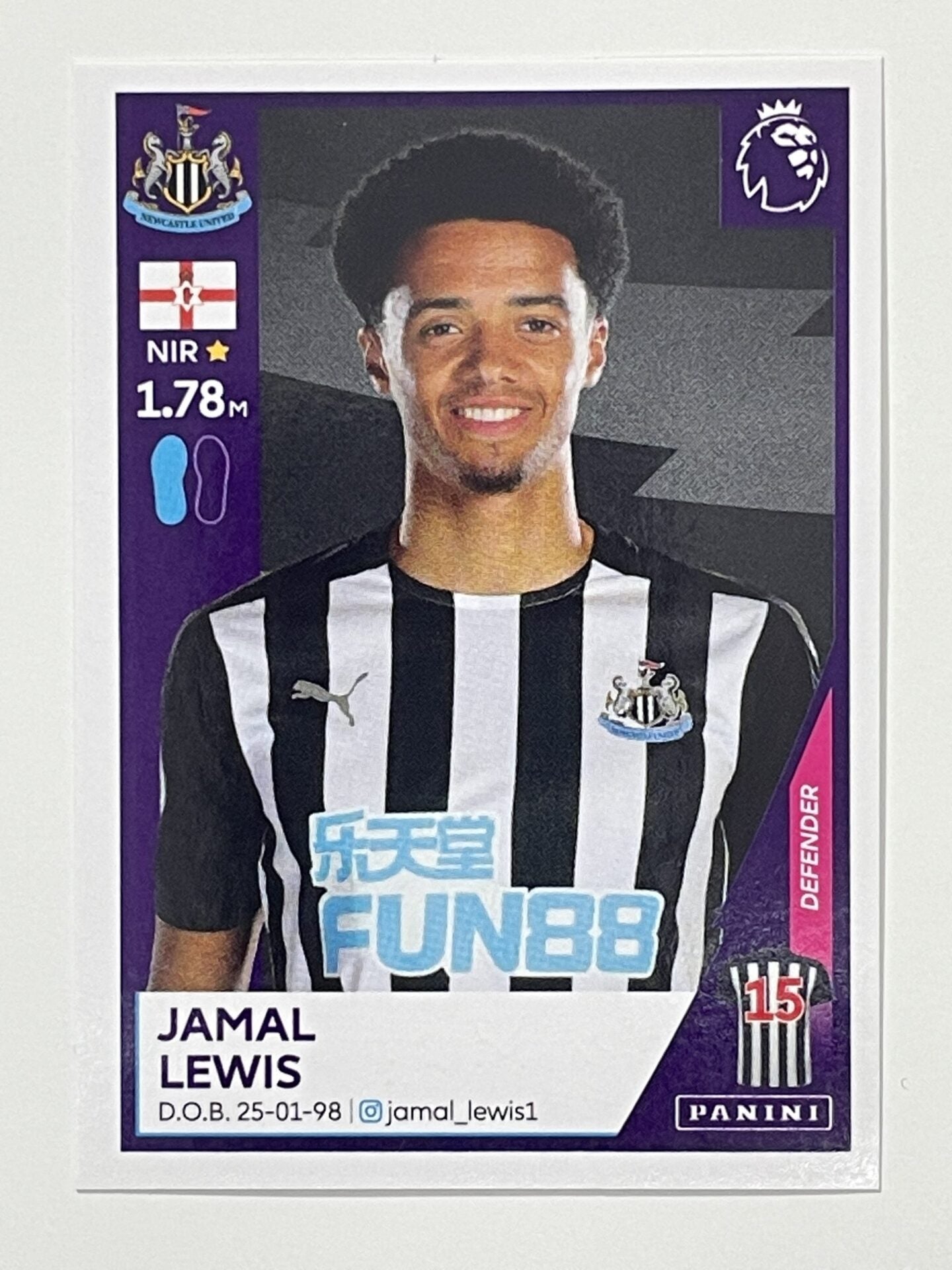 446 Jamal Lewis Sticker Newcastle United Premier League 2021 Football Sticker