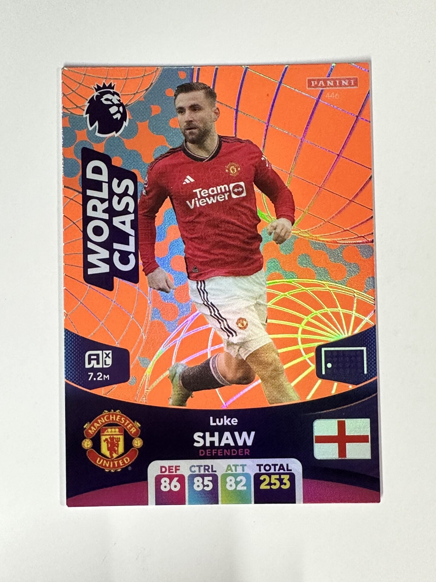 446 Luke Shaw Manchester United World Class Panini Premier League Adrenalyn XL 2024 Card