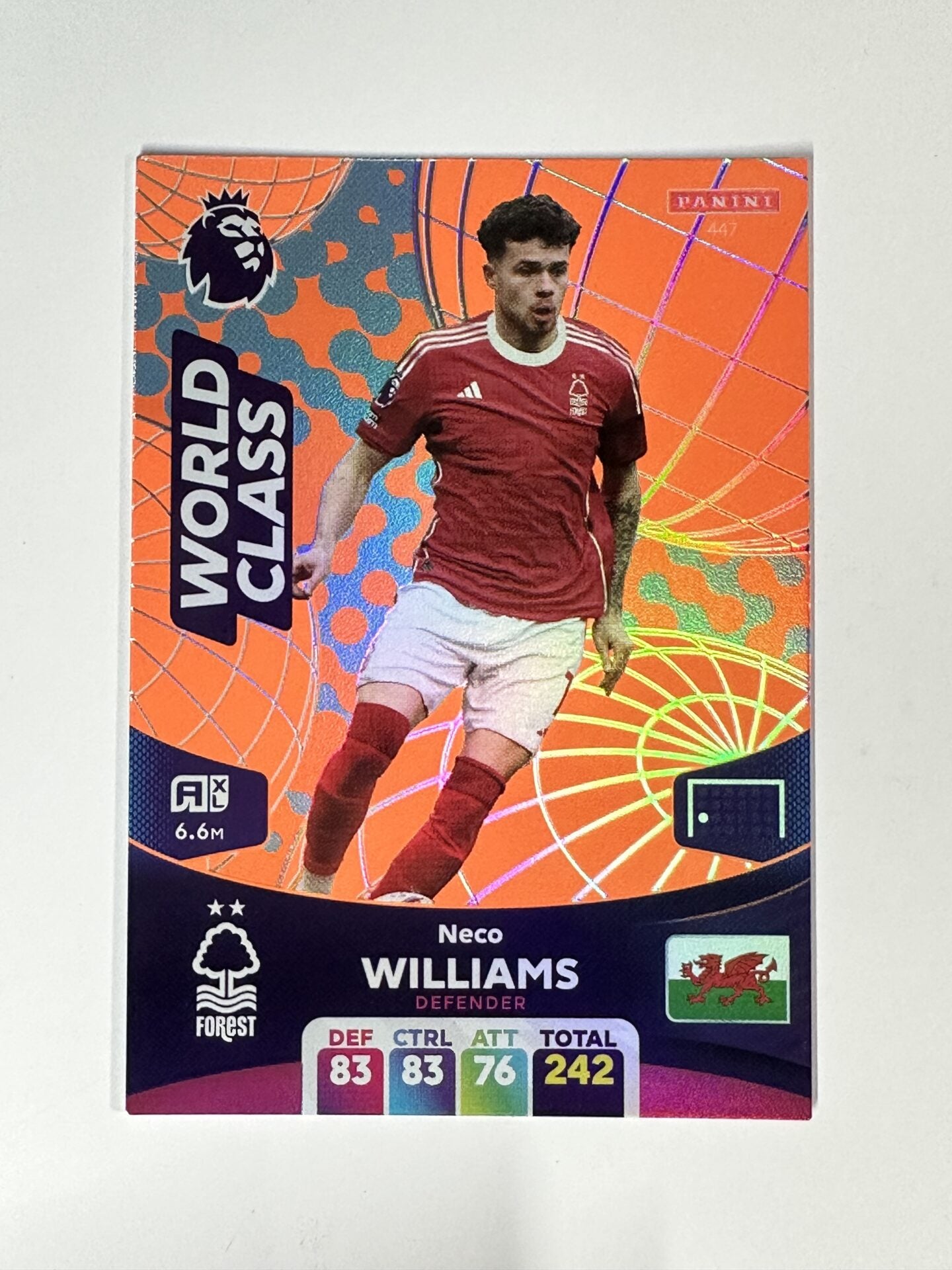 447 Neco Williams Nottingham Forest World Class Panini Premier League Adrenalyn XL 2024 Card