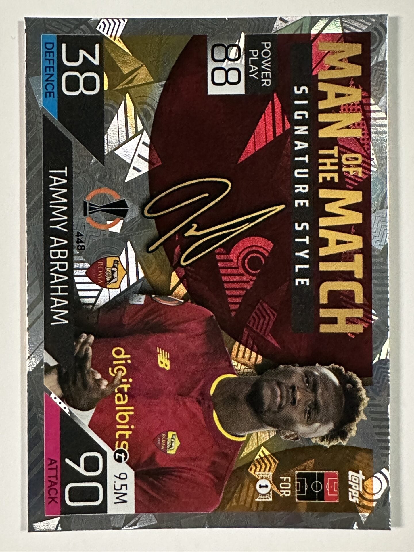 448 Tammy Abraham Man of the Match Signature Style (AS Roma) Topps Match Attax 2022:2023 Card