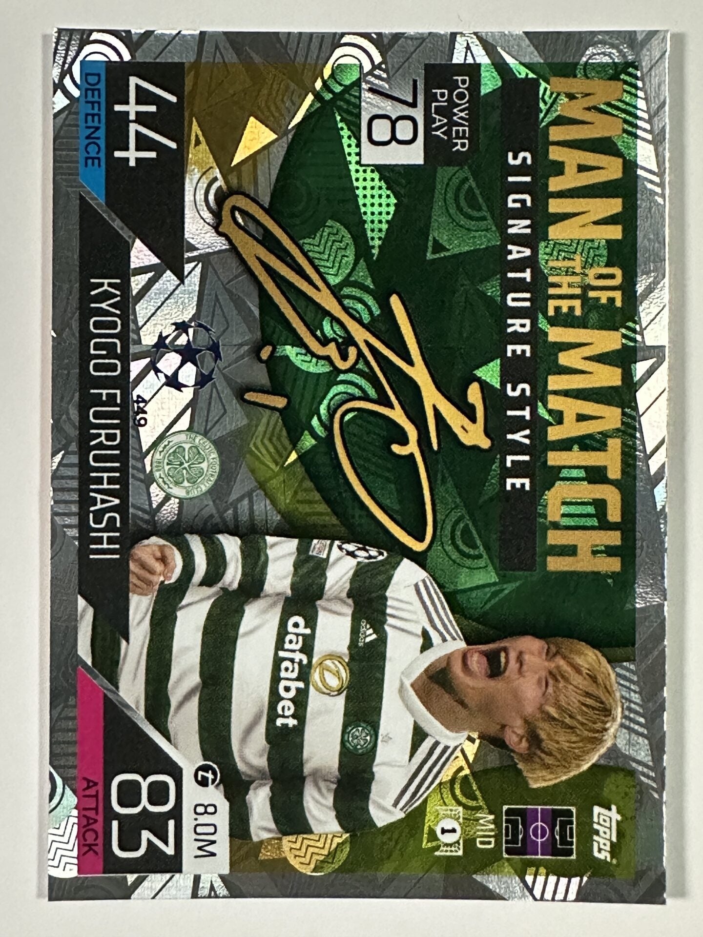 449 Kyogo Furuhashi Man of the Match Signature Style (Celtic) Topps Match Attax 2022:2023 Card