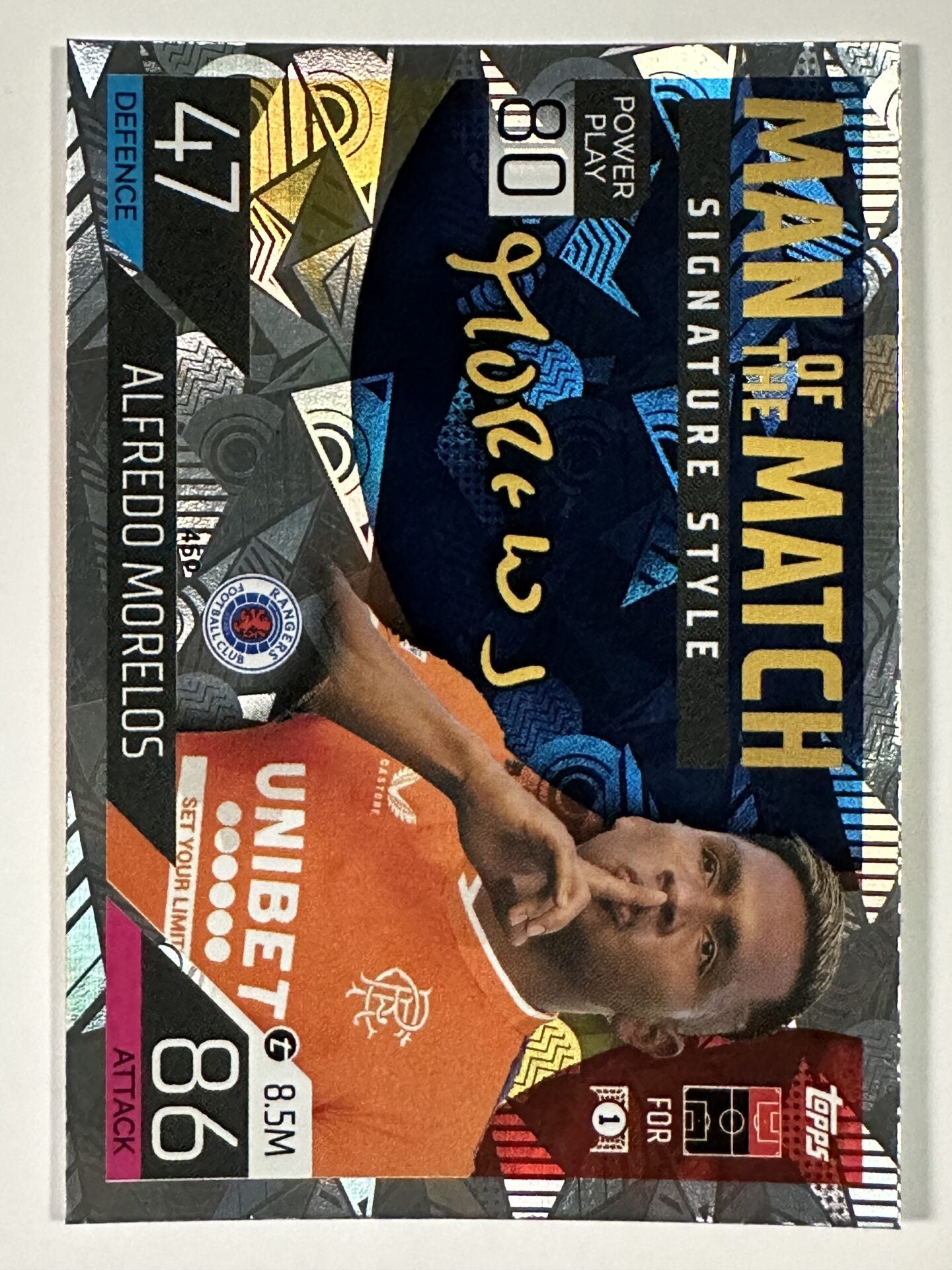 450 Alfredo Morelos Man of the Match Signature Style (Rangers) Topps Match Attax 2022:2023 Card