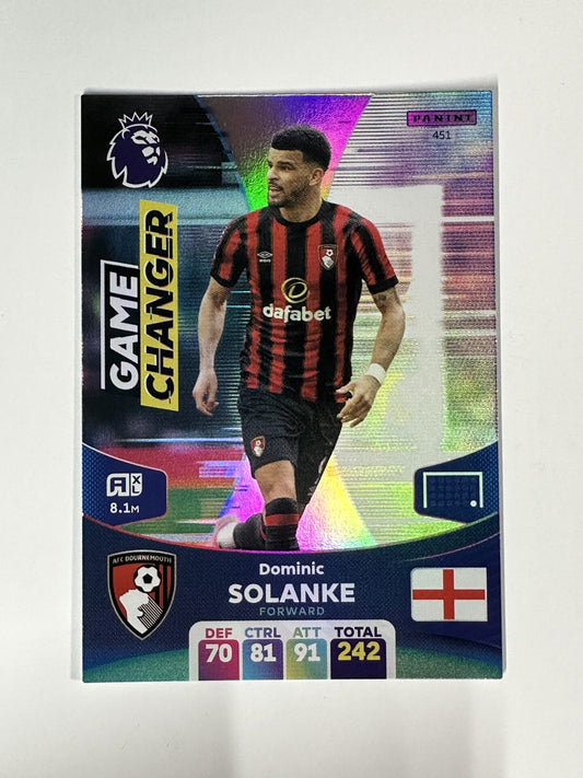 451 Dominic Solanke Bournemouth Game Changer Panini Premier League Adrenalyn XL 2024 Card