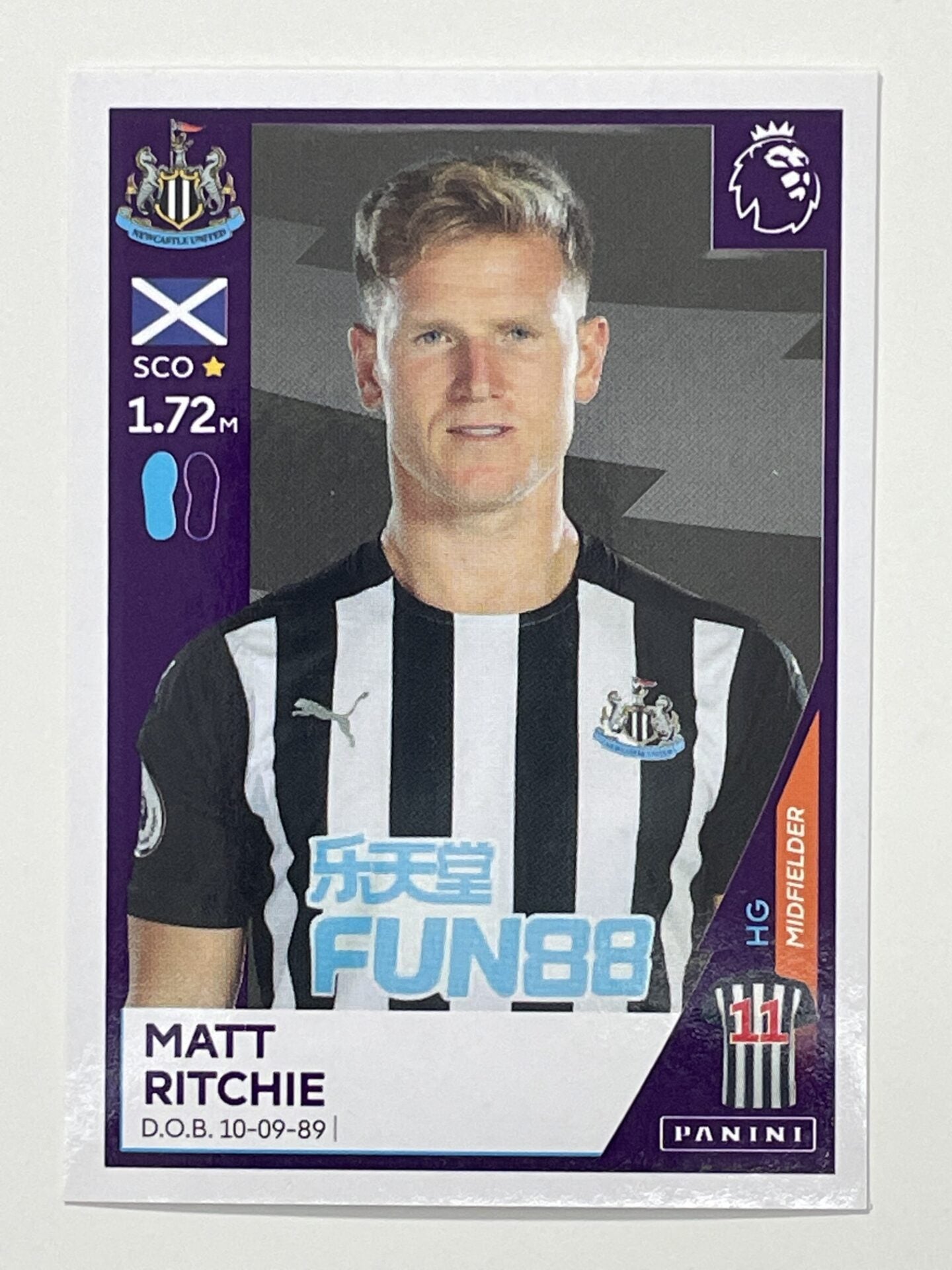 451 Matt Ritchie Sticker Newcastle United Premier League 2021 Football Sticker