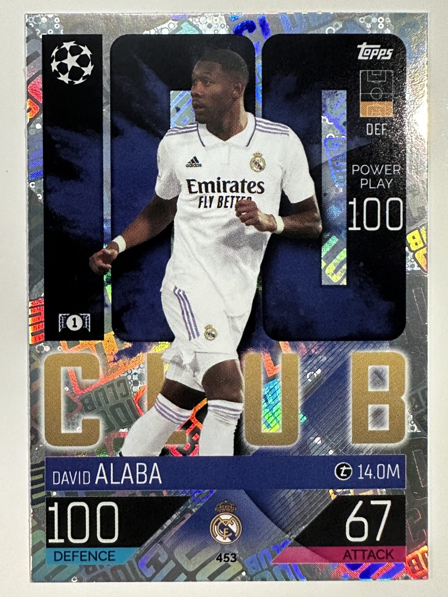 453 David Alaba 100 Club (Real Madrid) Topps Match Attax 2022:2023 Card