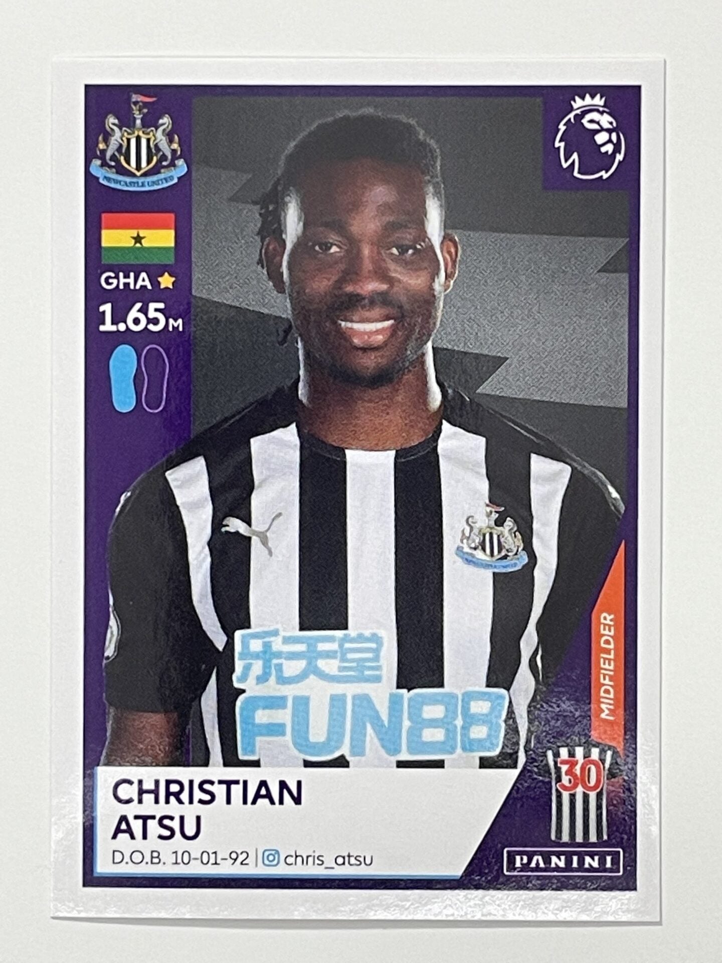 457 Christian Atsu Sticker Newcastle United Premier League 2021 Football Sticker