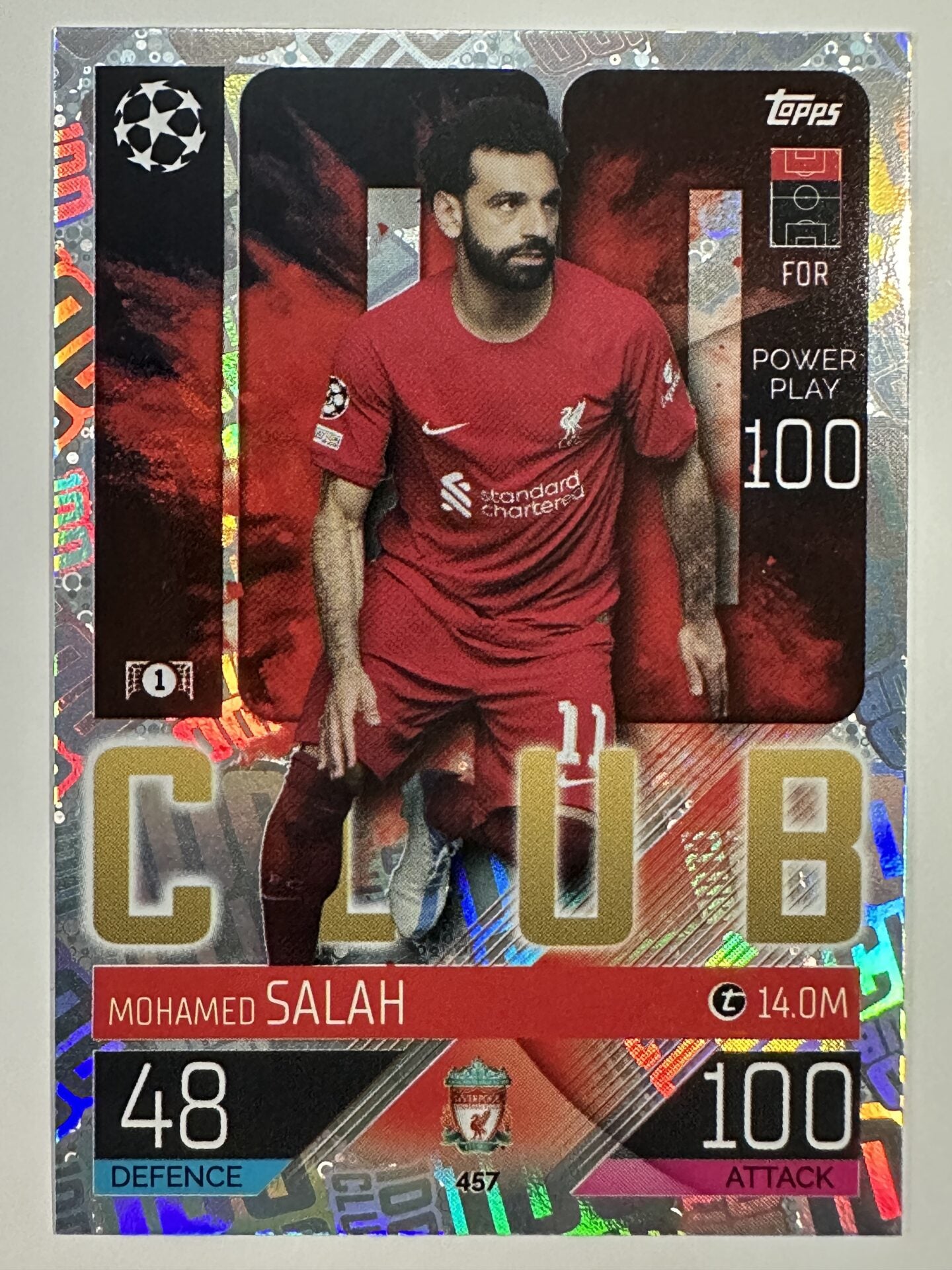 457 Mohamed Salah 100 Club (Liverpool) Topps Match Attax 2022:2023 Card