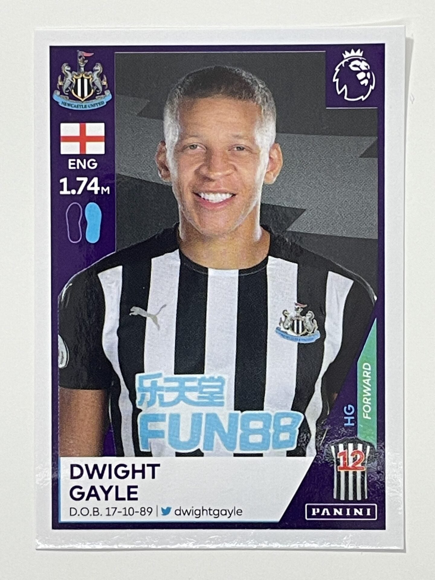 462 Dwight Gayle Sticker Newcastle United Premier League 2021 Football Sticker