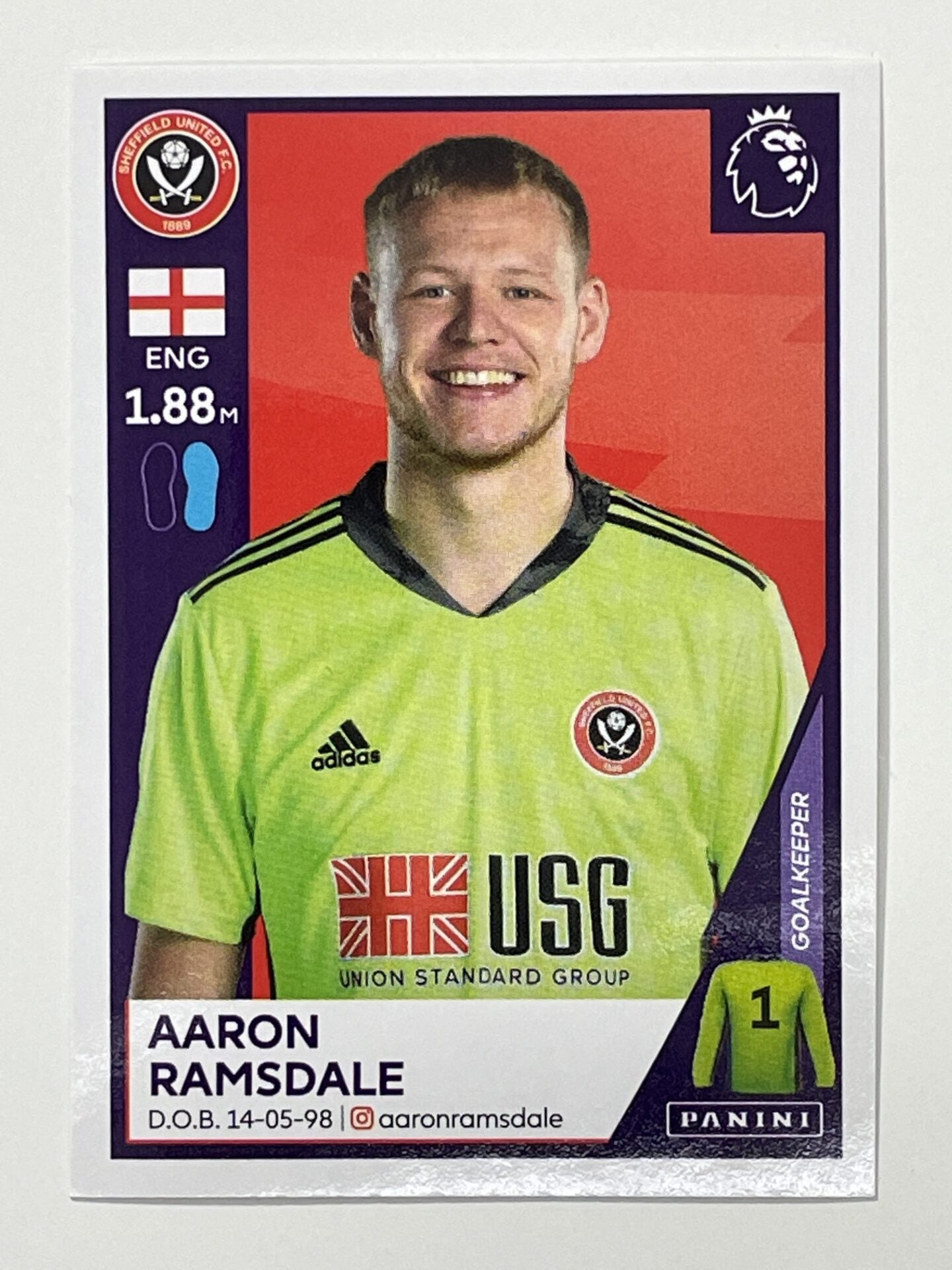 470 Aaron Ramsdale Sticker Sheffield United Premier League 2021 Football Sticker