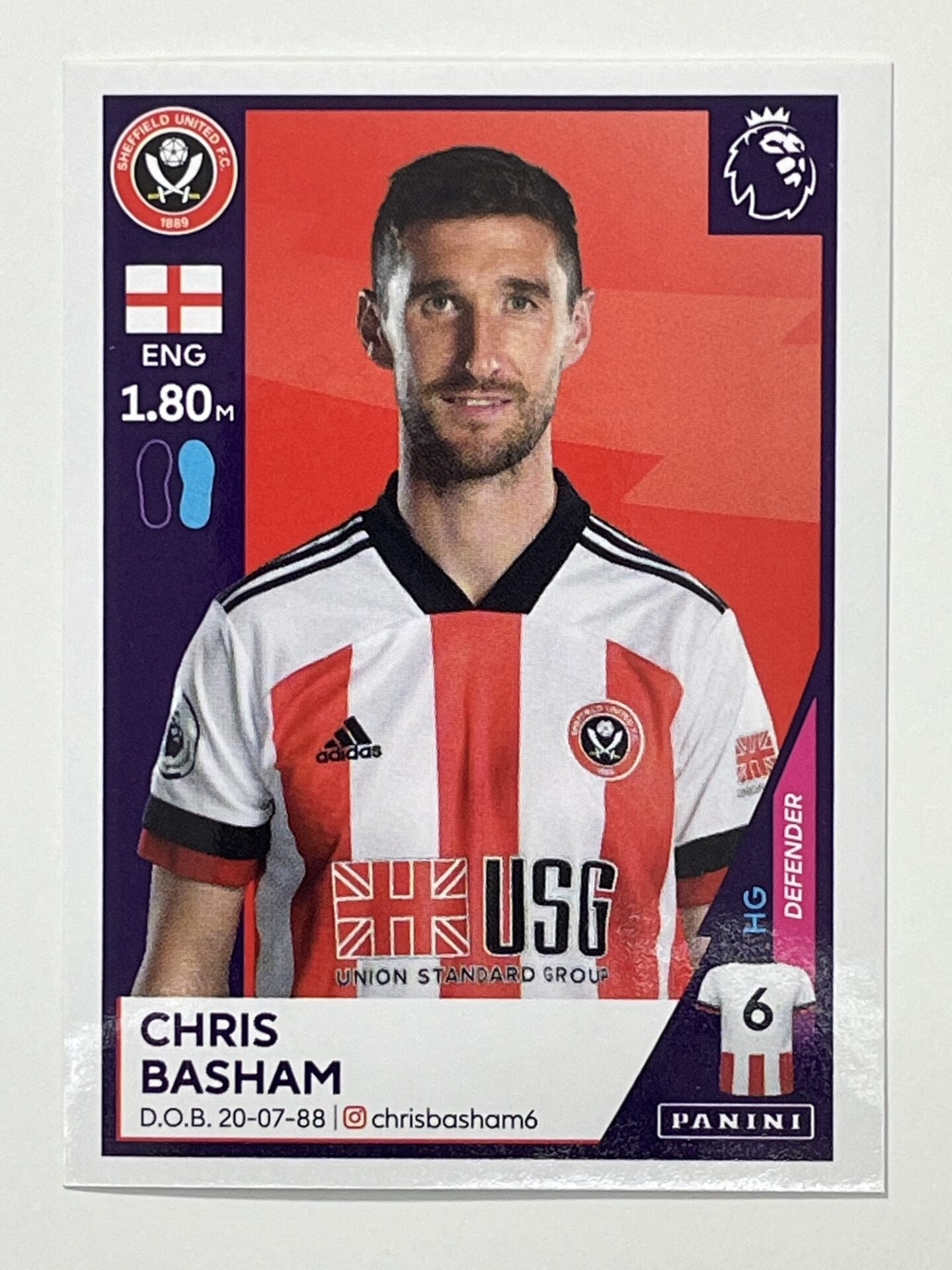 475 Chris Basham Sticker Sheffield United Premier League 2021 Football Sticker