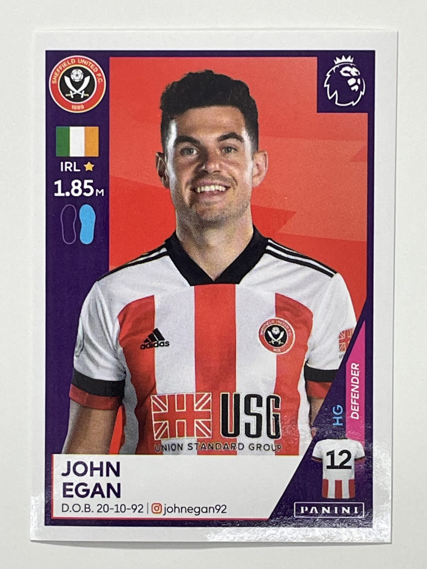 476 John Egan Sticker Sheffield United Premier League 2021 Football Sticker