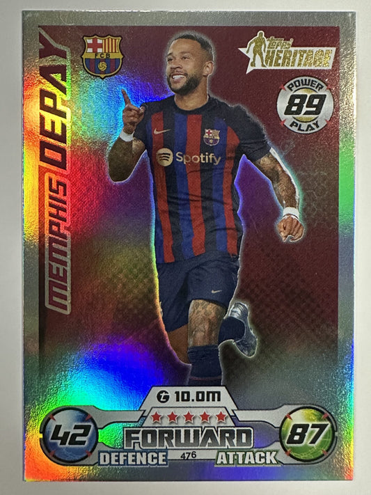 476 Memphis Depay Heritage (Barcelona) Topps Match Attax 2022:2023 Card