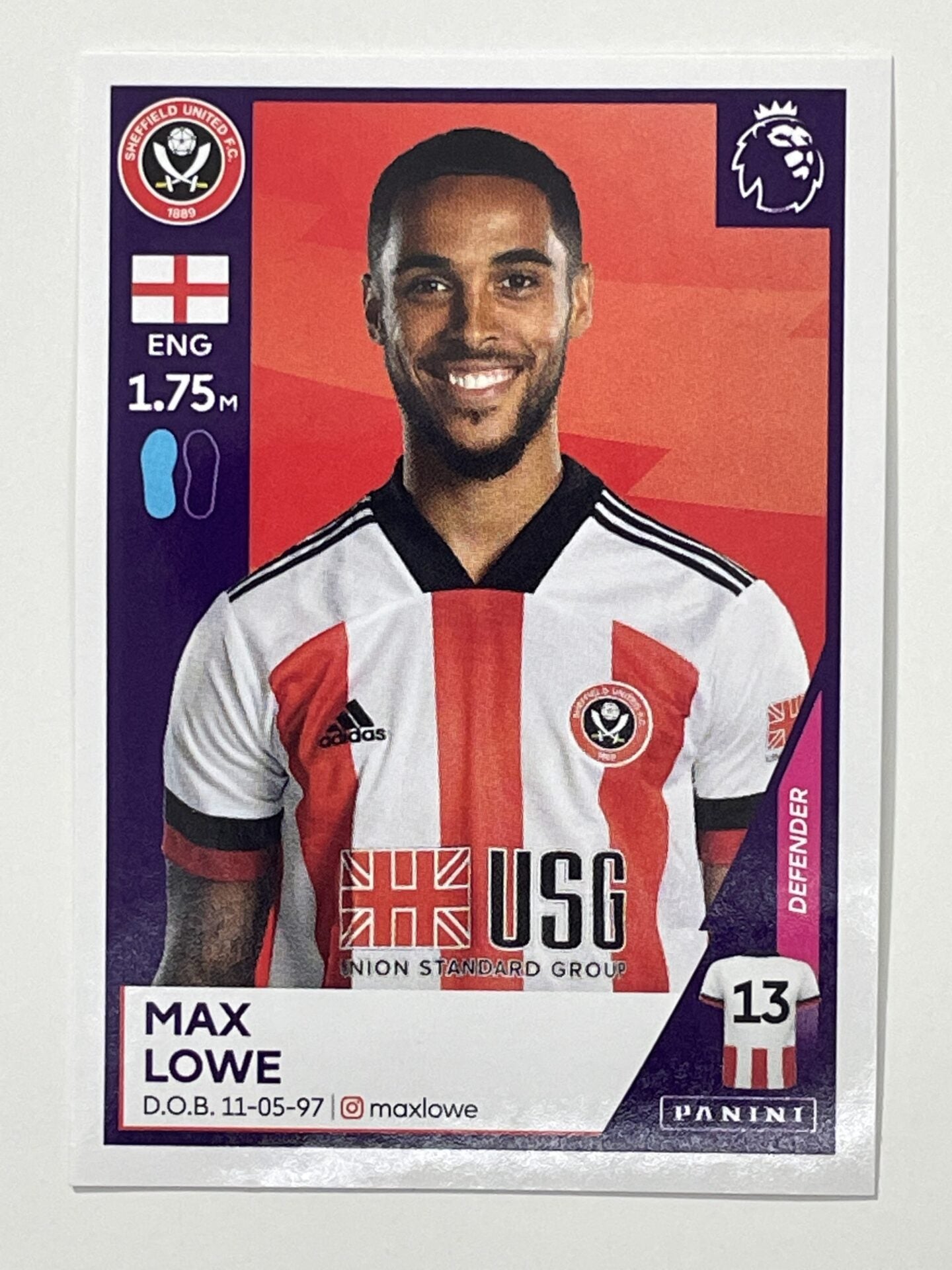 477 Max Lowe Sticker Sheffield United Premier League 2021 Football Sticker