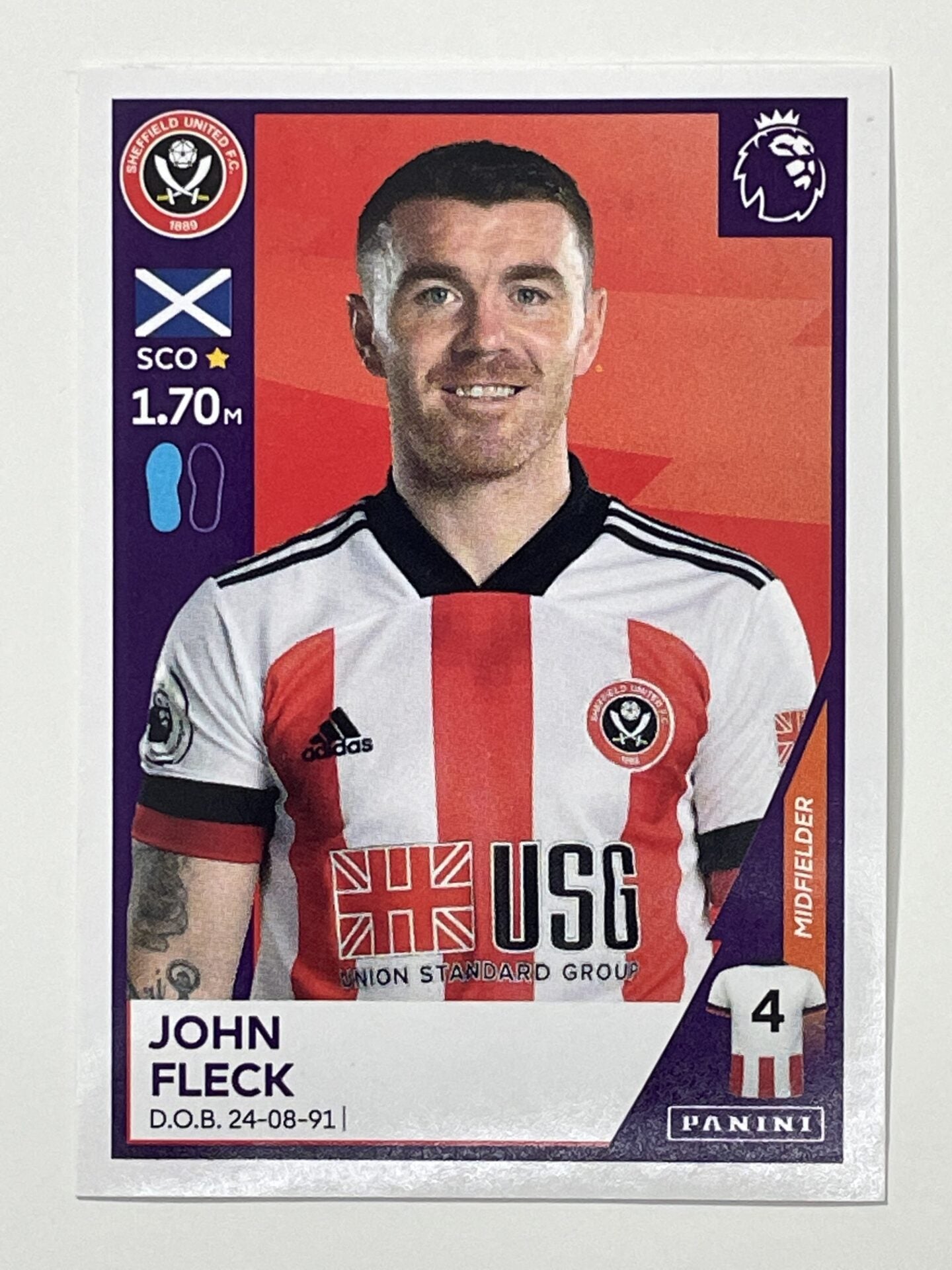 482 John Fleck Sticker Sheffield United Premier League 2021 Football Sticker