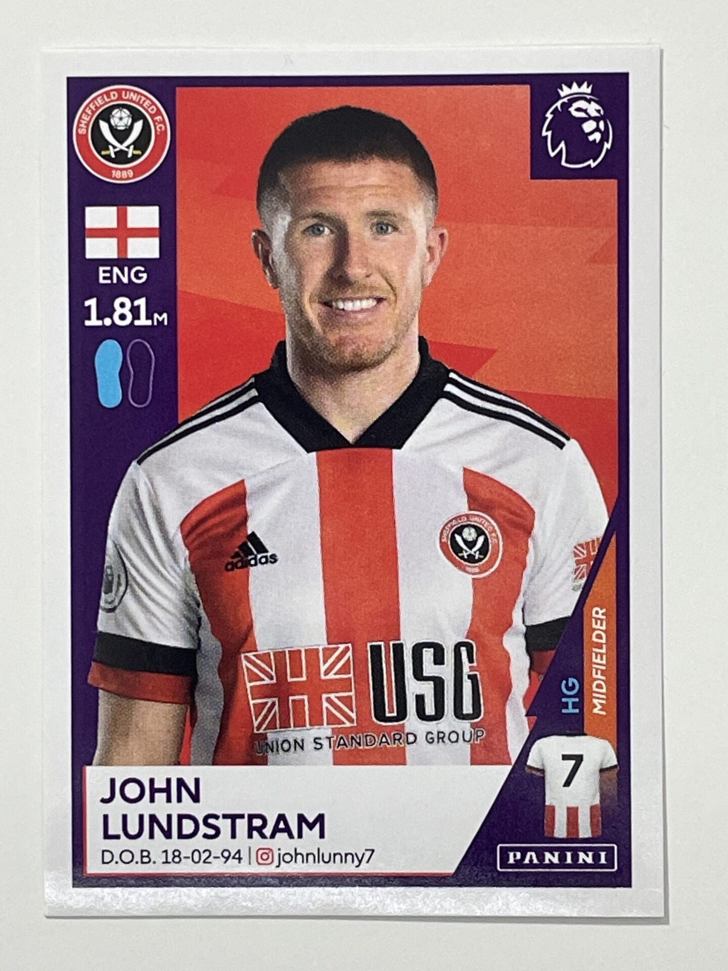 483 John Lundstram Sticker Sheffield United Premier League 2021 Football Sticker