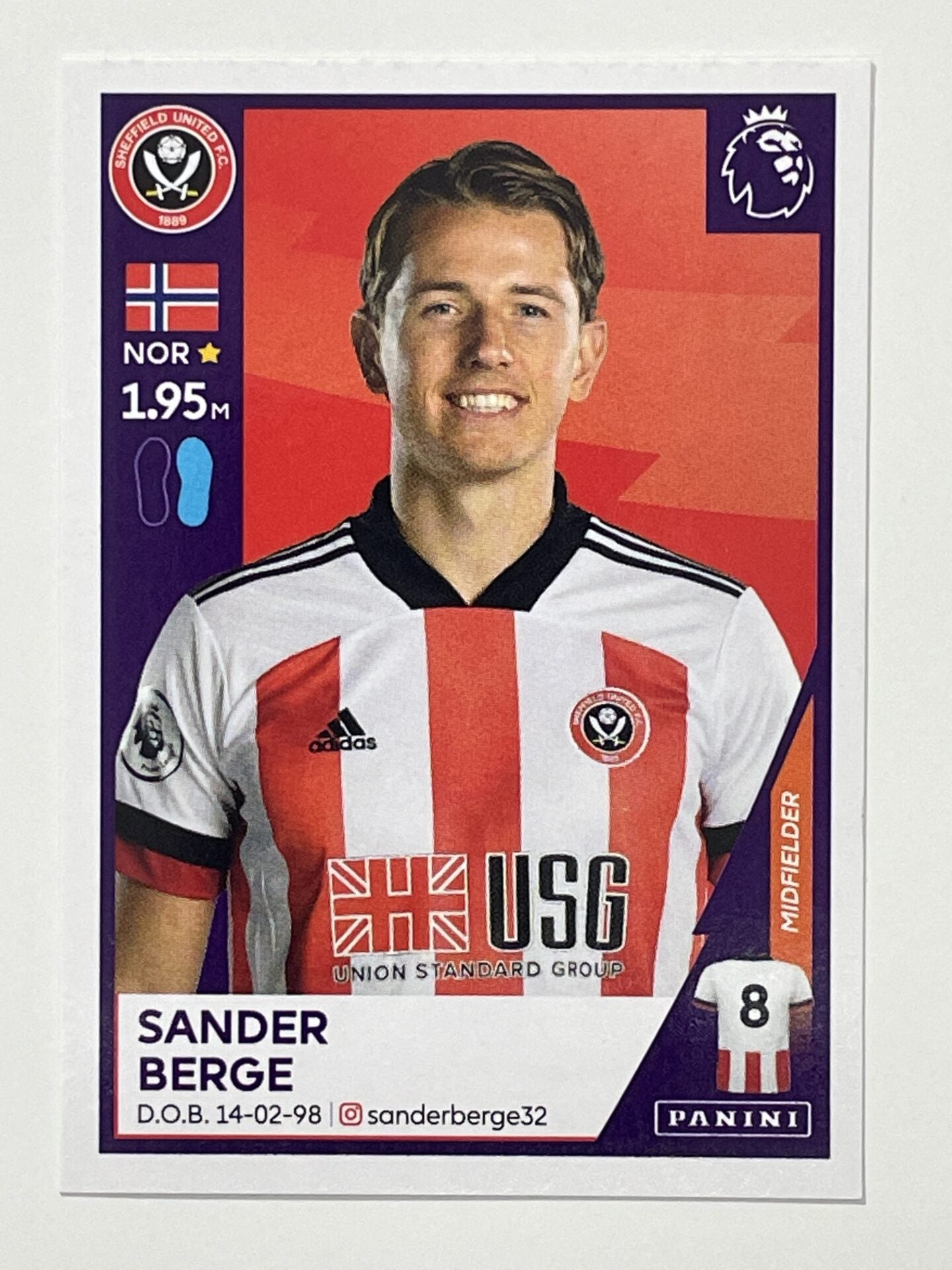 484 Sander Berge Sticker Sheffield United Premier League 2021 Football Sticker