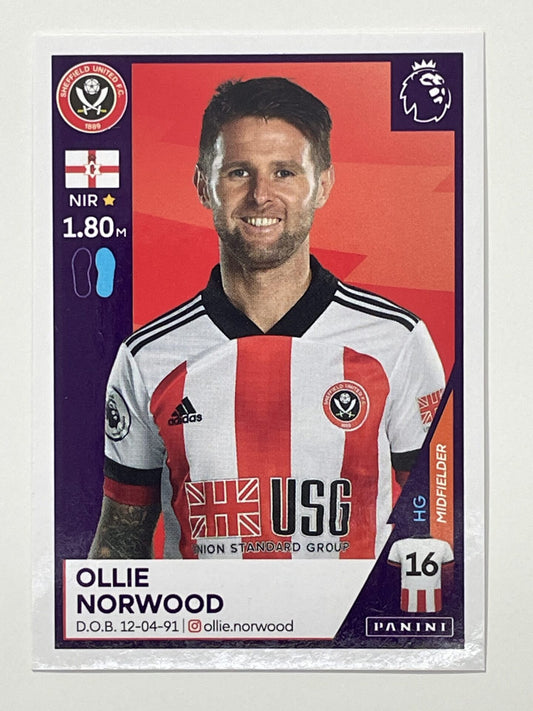 485 Ollie Norwood Sticker Sheffield United Premier League 2021 Football Sticker