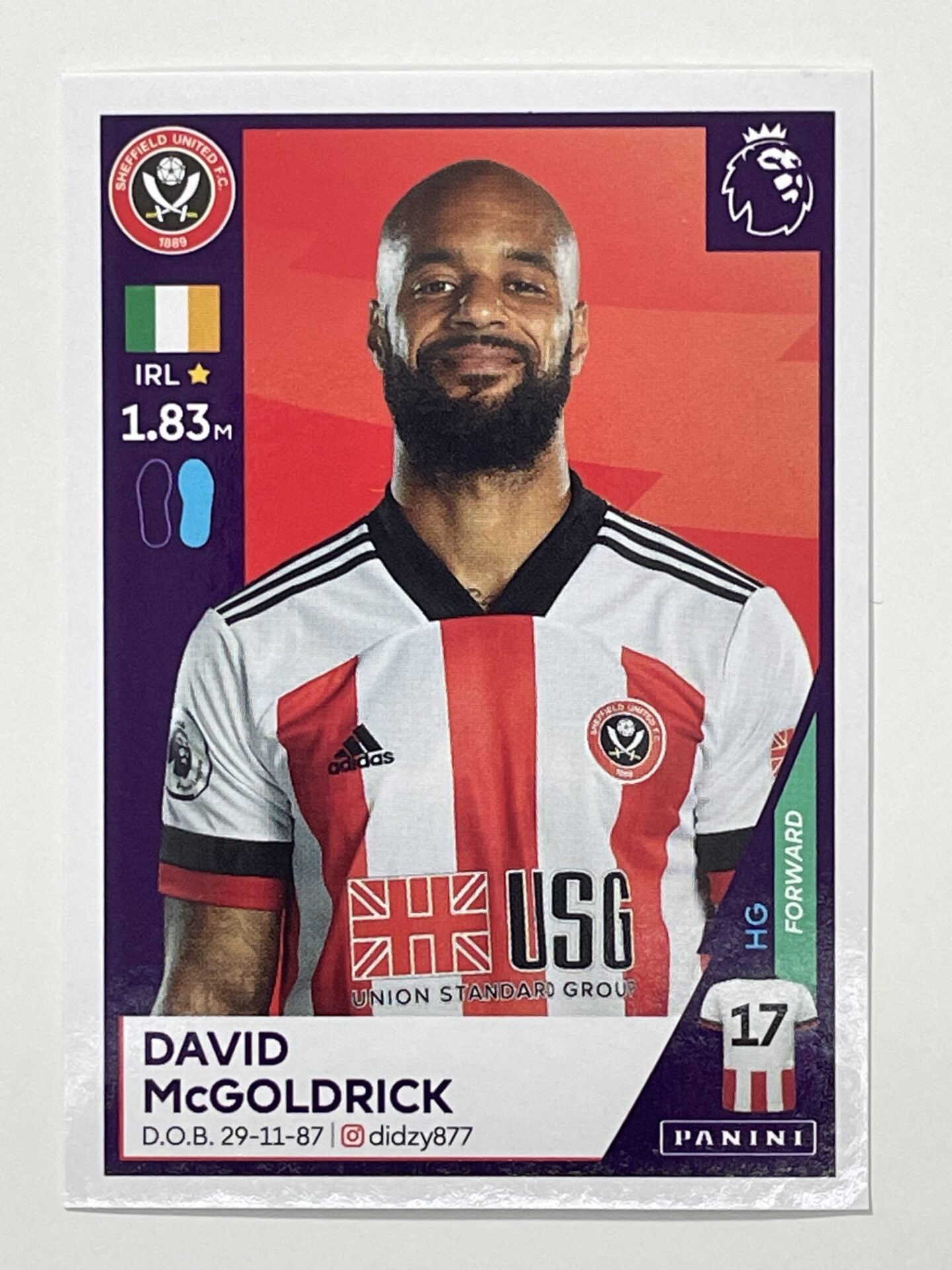 491 David McGoldrick Sticker Sheffield United Premier League 2021 Football Sticker